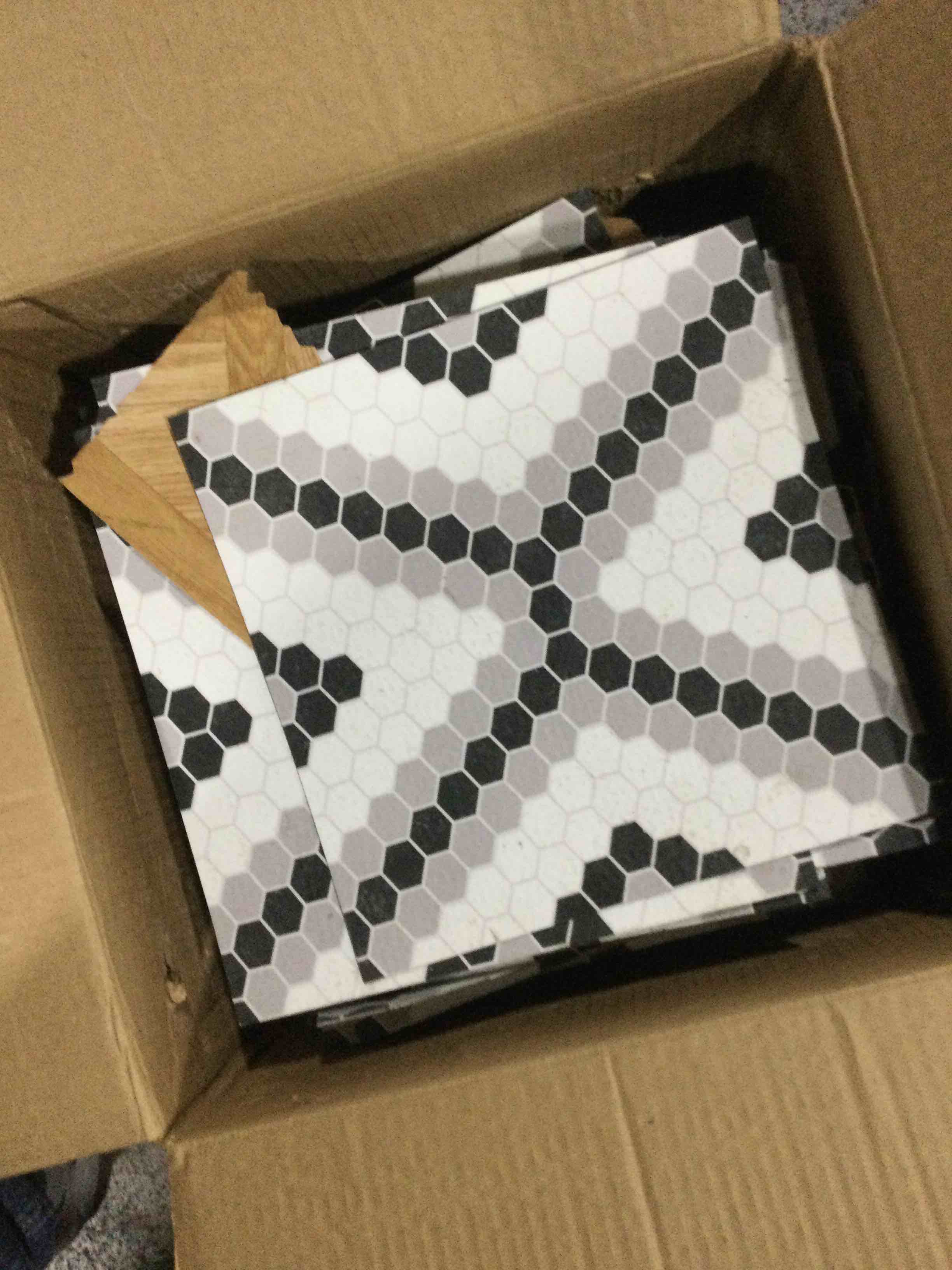 FloorPops FP2950 Leyton Peel & Stick Floor Tiles, Black