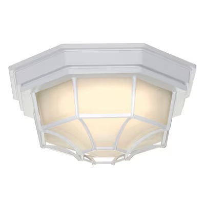 Project Source 1-Light 11.25-in Matte White Indoor/Outdoor Integrated LED Flush Mount