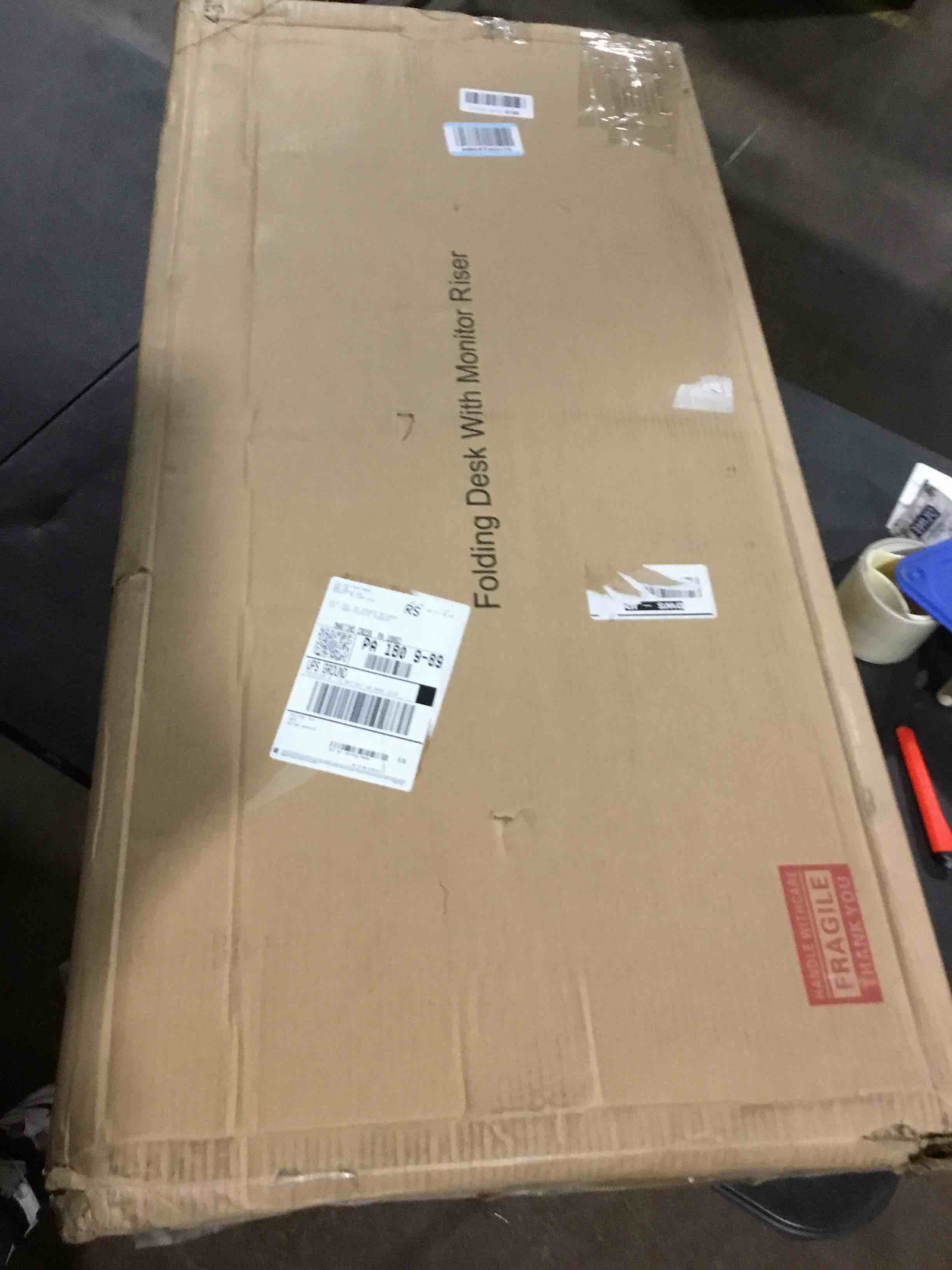 Frylr Folding Computer Desk with Plugs & USB Ports, Home Office Desks Foldable 43.3x19.6x29.5 Inch Study Table for Student Writing Desk for PC/Laptop, No Installation, Walnut + Black Leg 43.3" Walnut with Riser