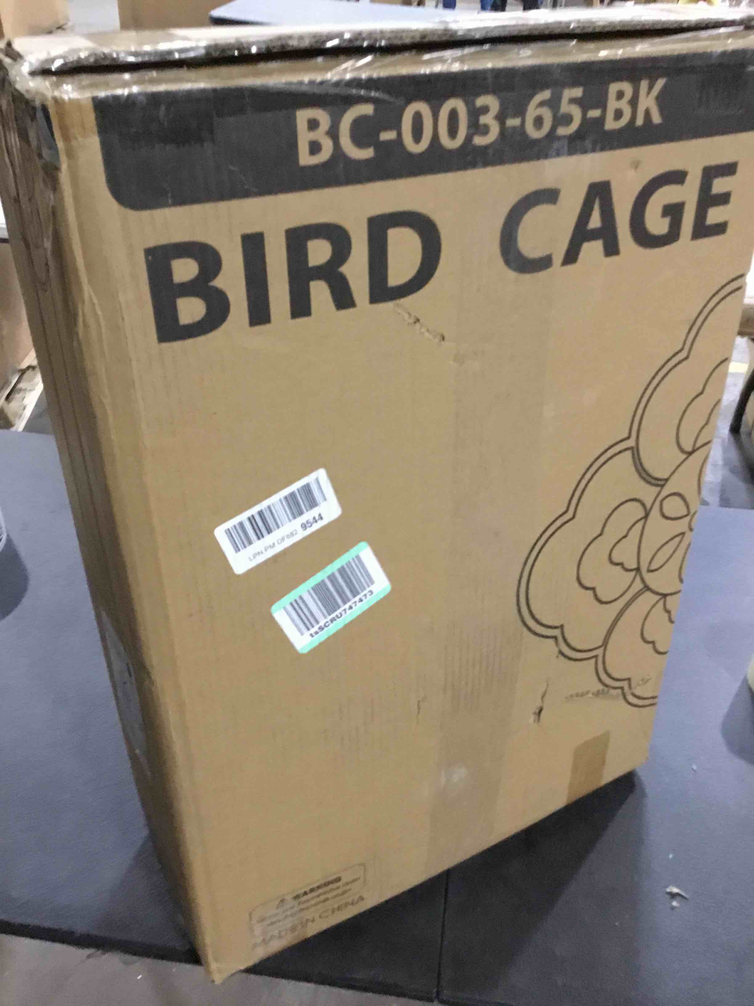 MoNiBloom 61 Inch Bird Cage with Detachable Rolling Stand, Large Flight Cage with Side-Out Tray for Parakeets Canaries Cockatiels Lovebirds Conures, Black