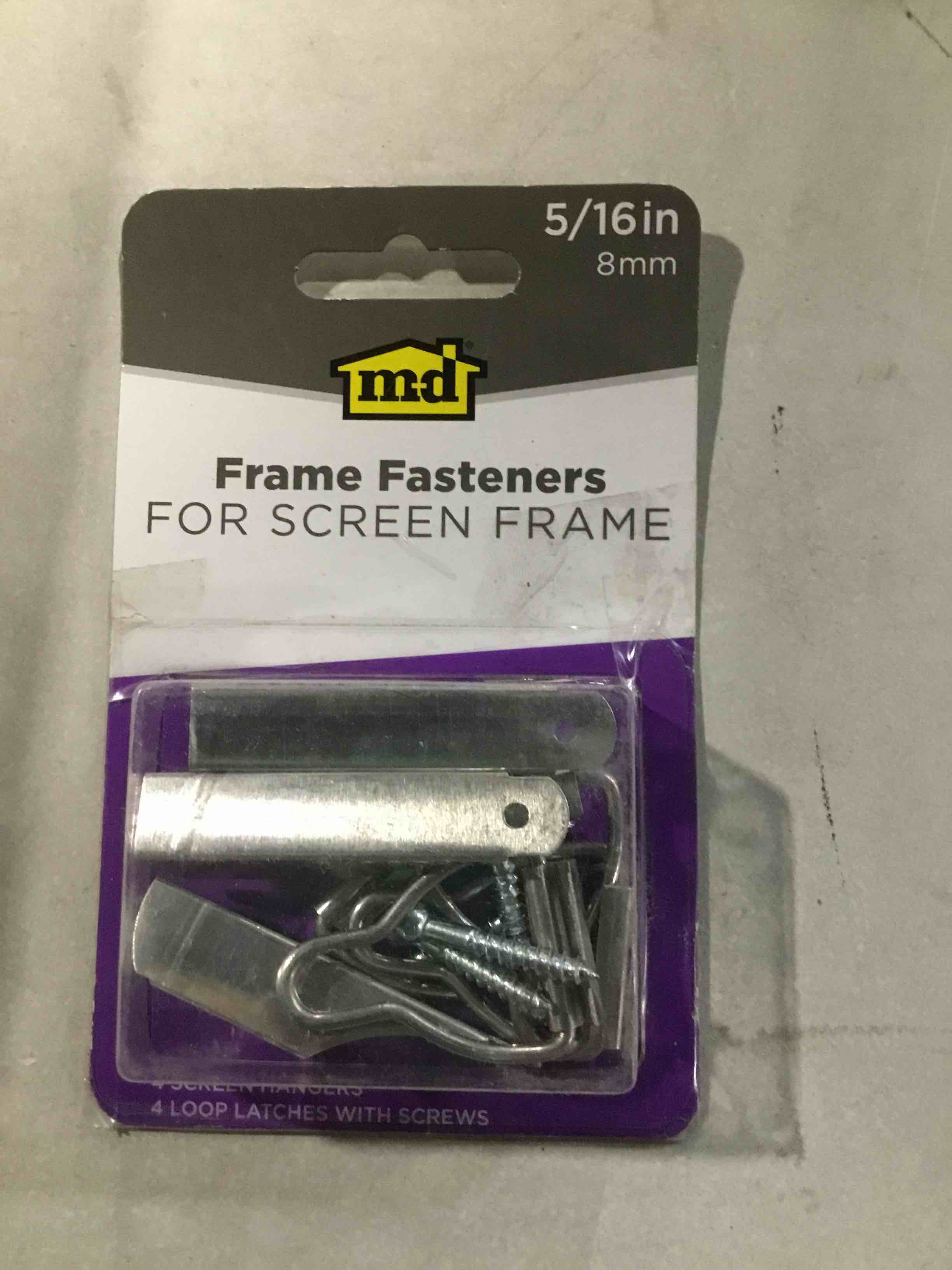 Screen Frame Fasteners M-D Building Products 14171 Fasteners Frame (5/16in) 4hangers/4latches ...