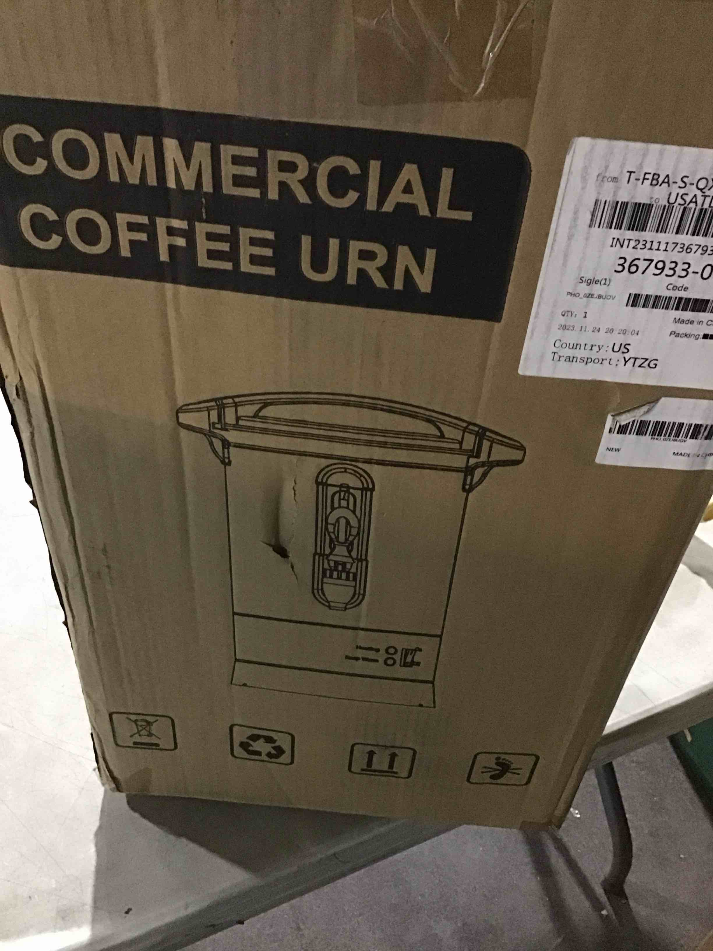 Winco ECU-50A Coffee Urn, 3 Gallon, Silver