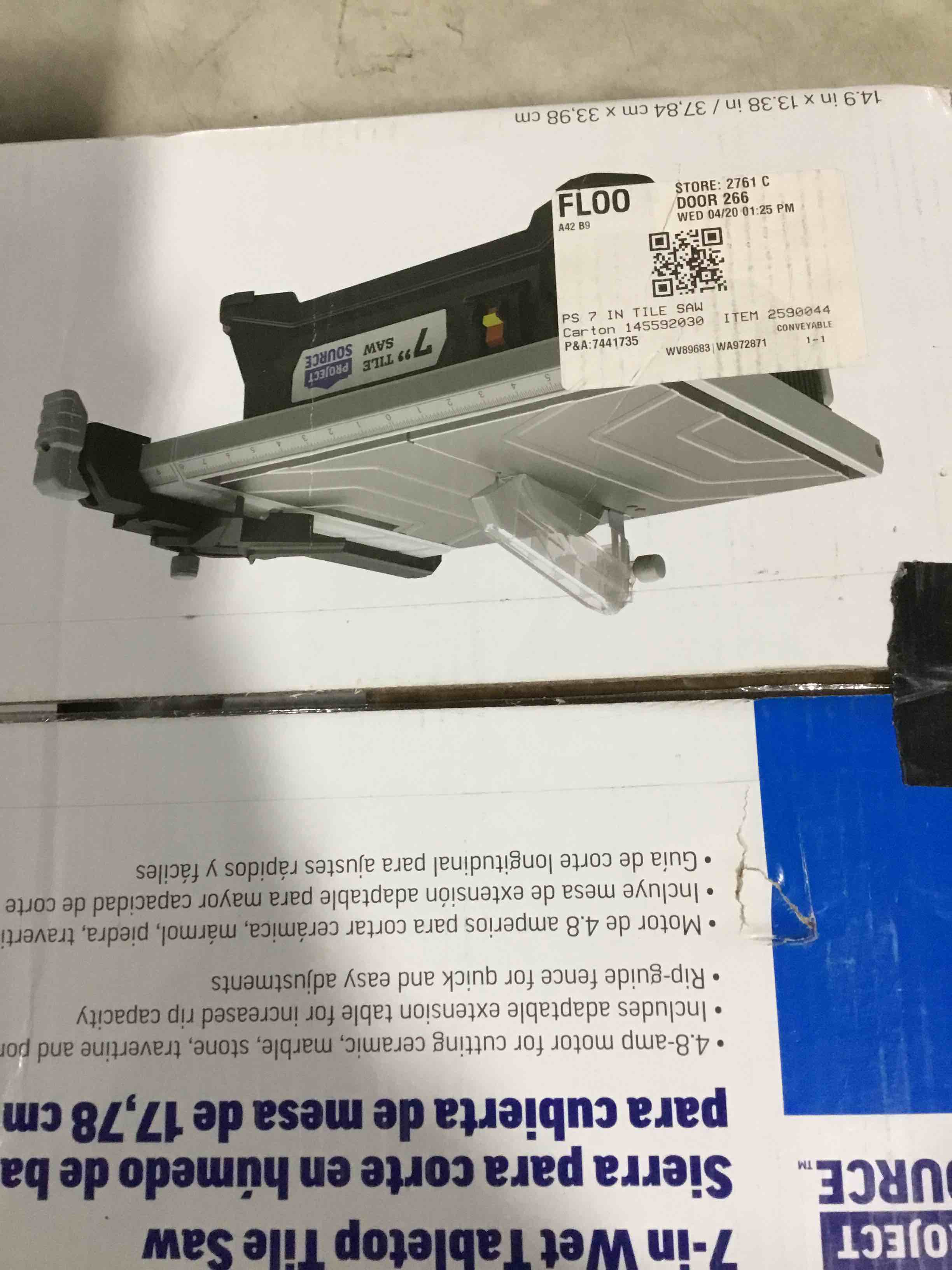 7 in wet tabletop tile saw 