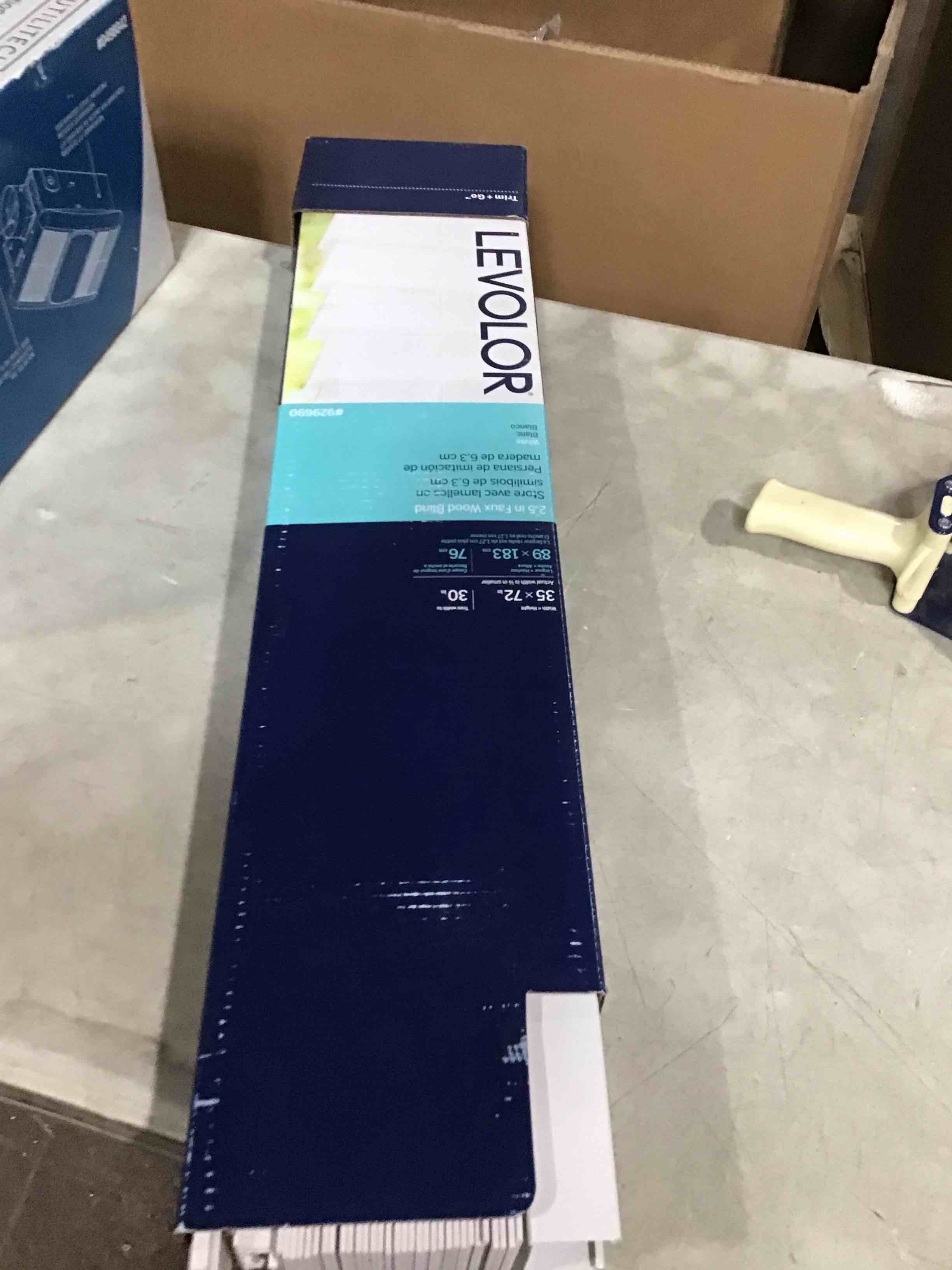 LEVOLOR Cordless Room Darkening White Faux Wood Width 35-in x 72-in 2.5-in Slat