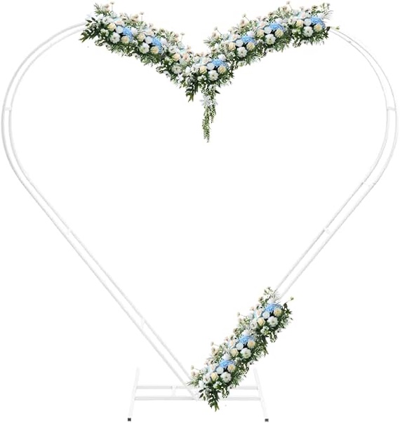 White 6.7FT Heart Shape Wedding Metal Arch Backdrop, Iron Flower Balloon Arbors Stand for Wedding Birthday Party, Graduation Decorations and Baby Shower
