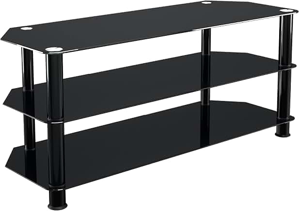 black glass tv stand with legs