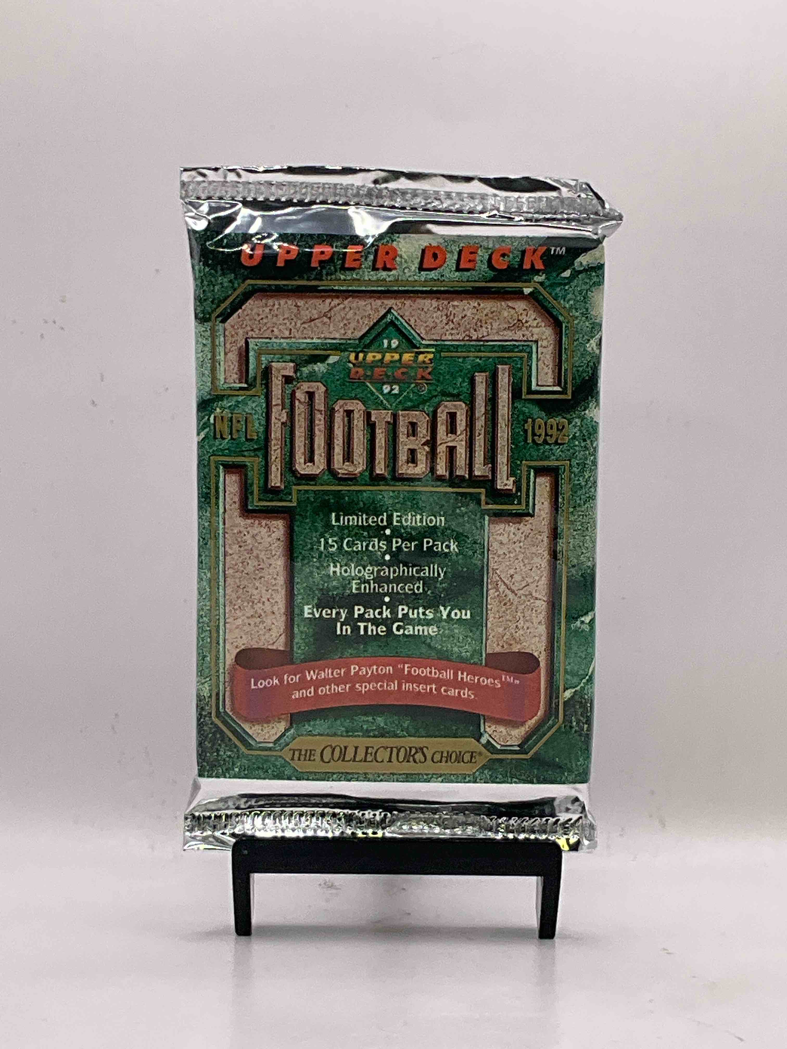 1992 Upper Deck Limited Edition Football Card Packs! These Holographically Enhanced Cards Have The Possibility For Some Big Names! Look For Walter Payton Special Football Heroes Insert, Along With Big Names, Emmitt Smith, Barry Sanders, Joe Montana, Jerry Rice, John Elway & So Much More!