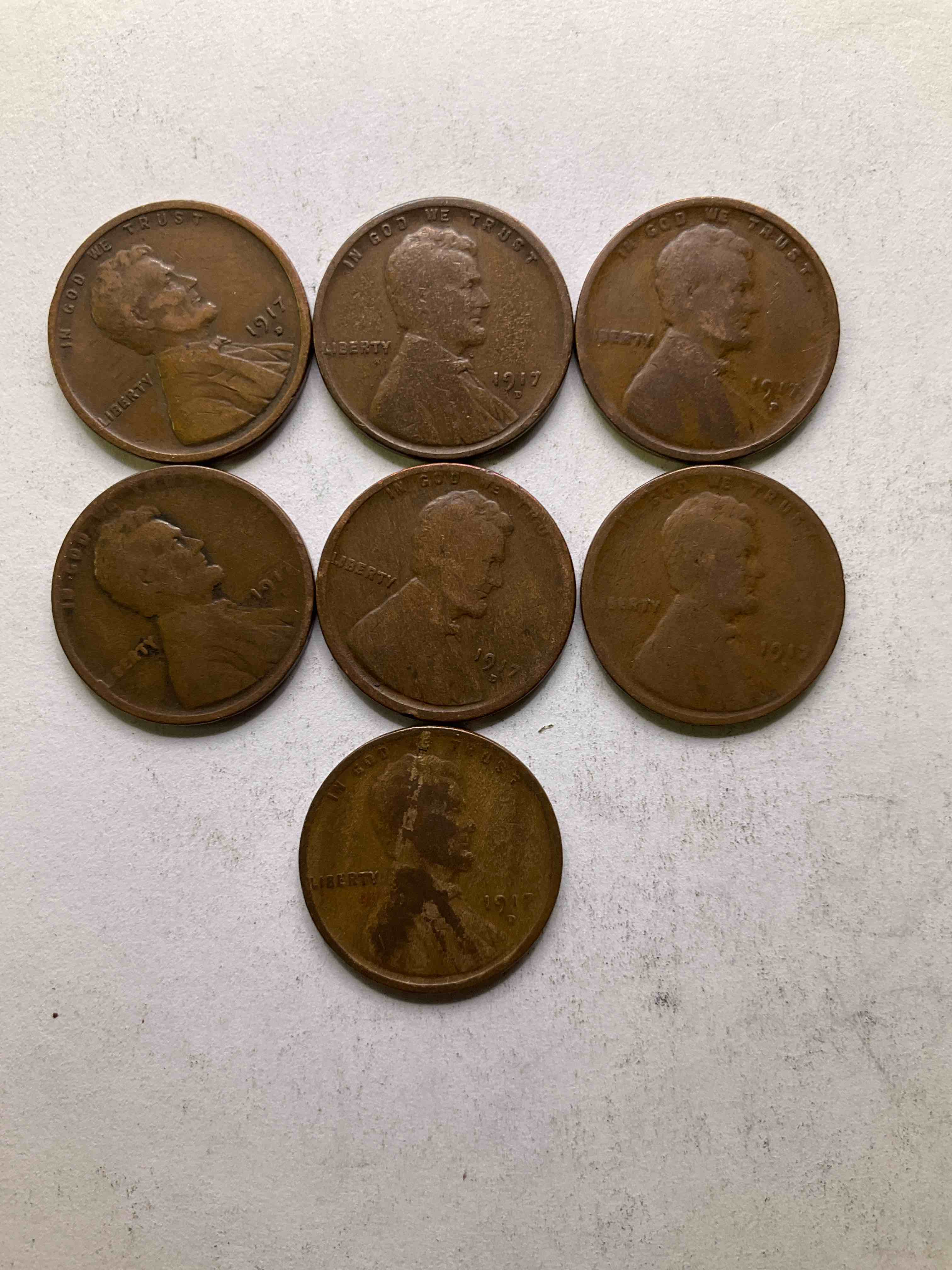 1917 World War I History! Rare 1917 Wheat Pennies In Great Circulated Condition With Visible Dates, Nearly Impossible To Collect & Serious Collector Items! 1917 Is The Year America Entered World War I. Own An Incredible Piece Of History With These 1917 Pennies. Think Of The History These Pennies Have Seen!