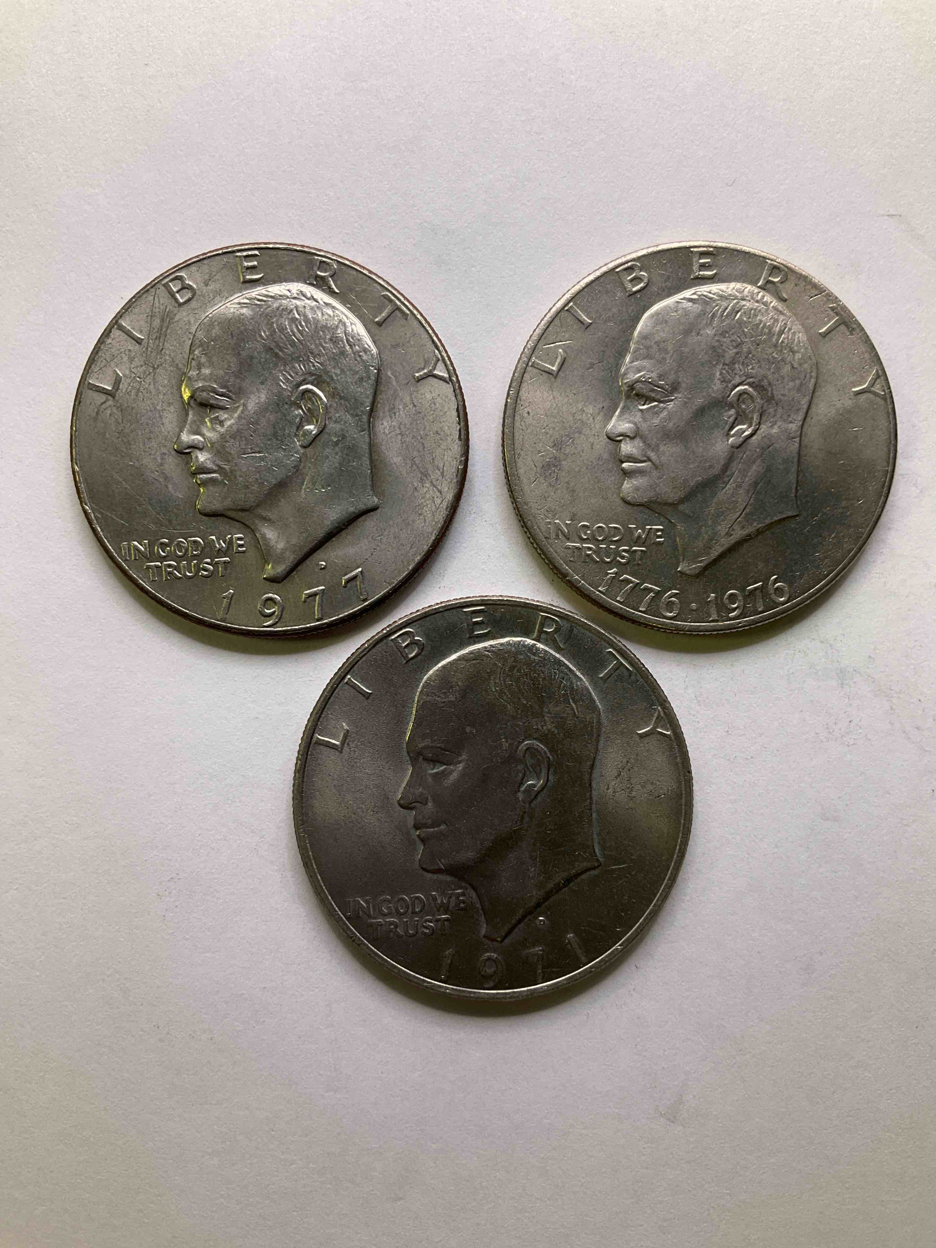 Eisenhower Dollar Coins! These Striking, Large U.S. Coins Were Minted From 1971-1978. Here Are Gorgeous Of Examples Of "Ike" Dollars In Varying Years. Includes The Highly Collectible 1976 Bicentennial Version. These Coins Have Become Immensely Popular With Collectors & Some Have Great Toning!