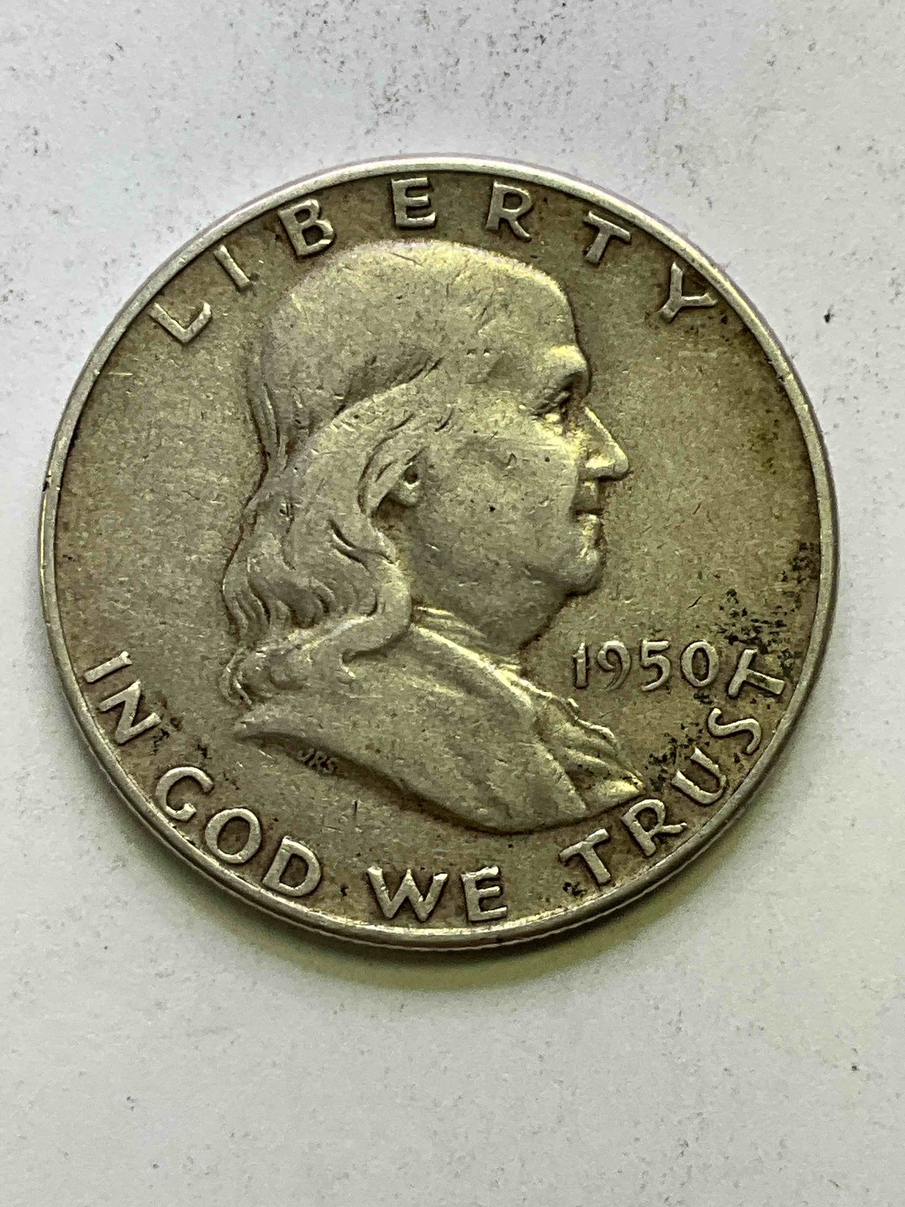 1950 Ben Franklin Silver! Pre 1965 Silver U.S. Half Dollar Coins! Before 1965 American Half Dollars Were Actually Silver, Here Is A Rare 1950 Version In Excellent, Circulated Condition! Great For Investing In Precious Metals! These Heavy Half Dollars Were Minted At 90% Silver and 10% Copper, Giving Them A Net Weight Of .36169 Ounces Of Pure Silver Per Coin! Very Rare In This Great Condition!