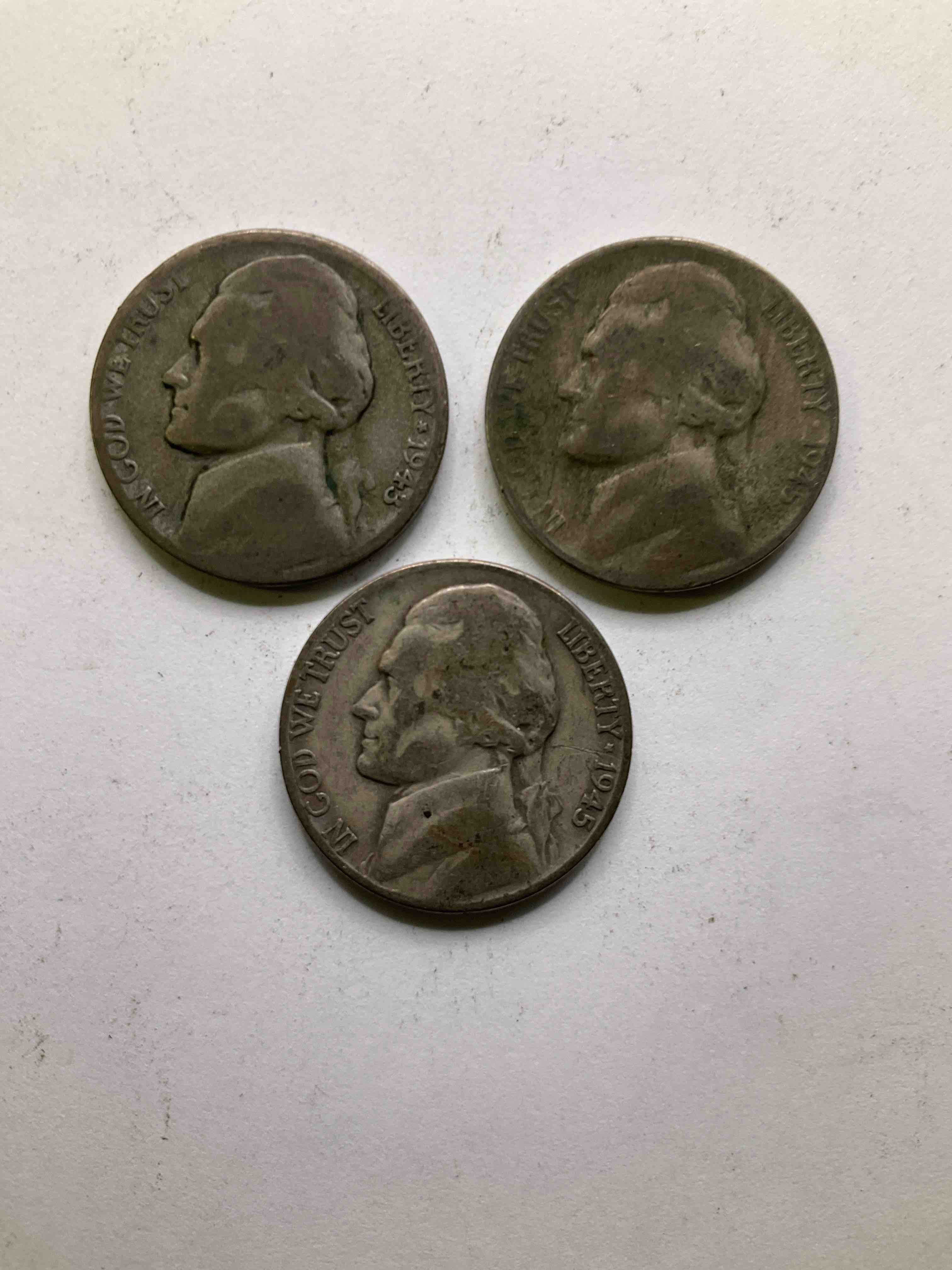 World War II U.S. Silver! Did You Know That Nickels Were Actually Made Of Silver During World War II From 1942-45? This Is Because America Needed Nickel To Make Ammunition, So The U.S. Treasury Made Nickels Out Of Partial Silver Instead Of Nickel For These Three Years Only! Own Great Pieces Of Rare World War II Silver. All Silver Nickels From The Height Of The War! Each Nickel Was Minted At 35% Silver, 56% Copper & 9% Manganese. Own Rare Pieces Of Valuable World War II Precious Metal History! VERY Hard To Find!