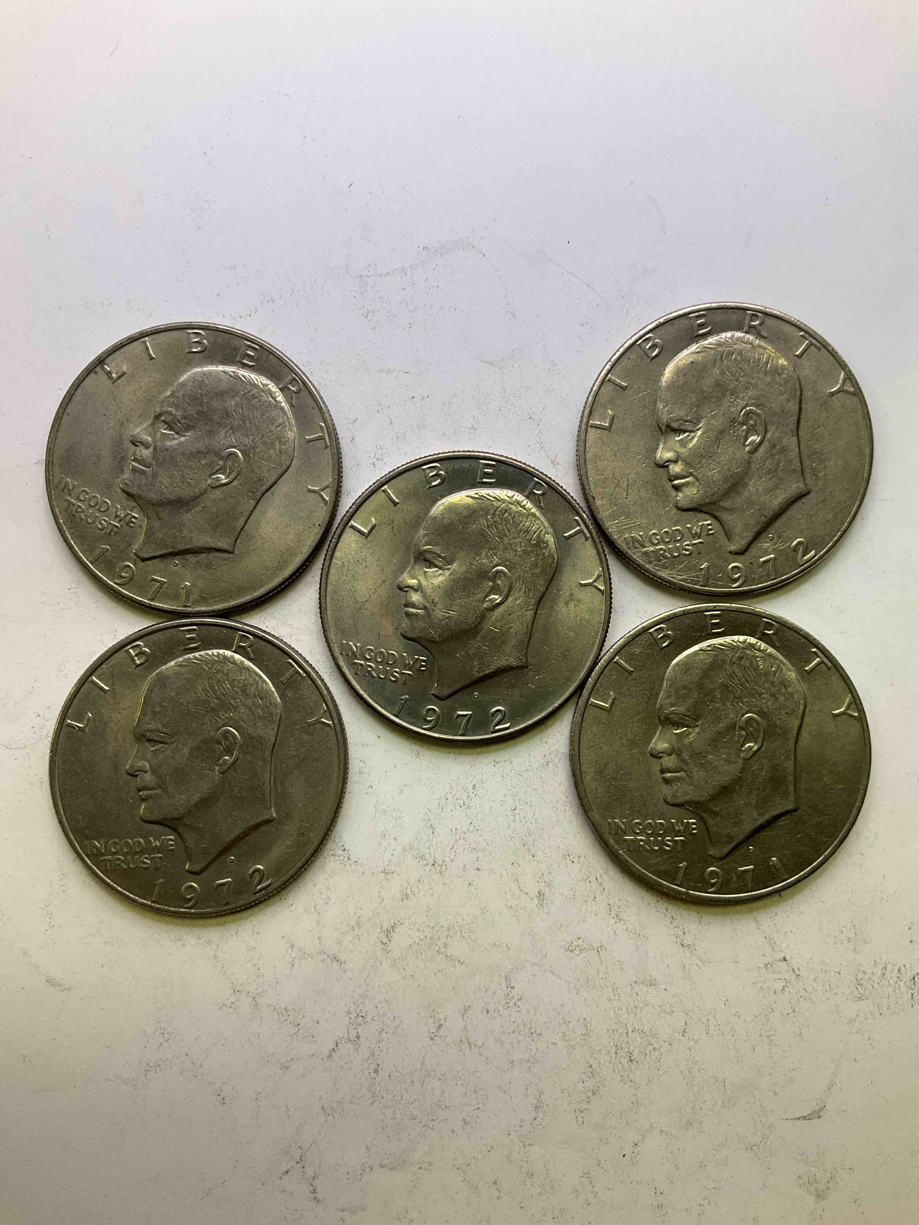 Eisenhower Dollar Coins! These Striking, Large U.S. Coins Were Minted From 1971-1978. Here Are Gorgeous Of Examples Of "Ike" Dollars In Varying Years. These Coins Have Become Immensely Popular With Collectors & Some Have Great Toning!