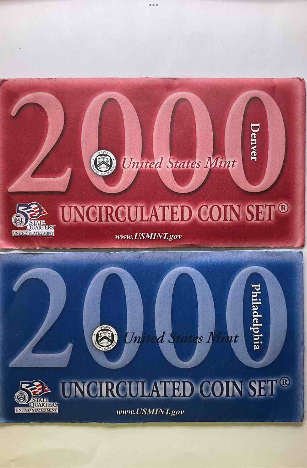 Millenium Coins! Year 2000 Uncirculated Mint Set, Direct From The U.S. Treasury & Still In Original Envelopes! Includes 20 Total Coins, All Coins Minted In Philly & Denver That Year, Ta Include State Quarters! An Awesome Piece Of History & Investment!