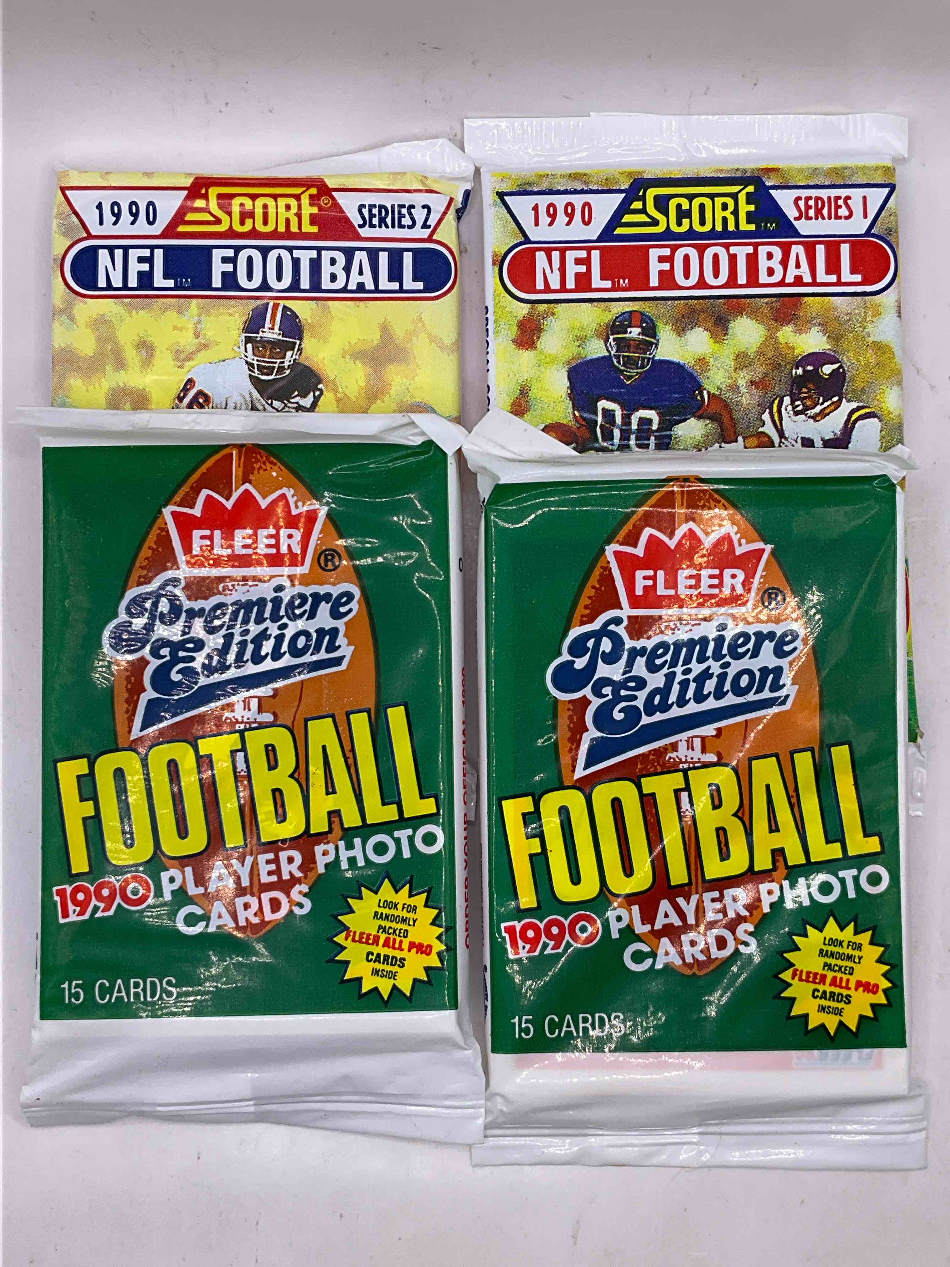 1990 Football Packs! 1990 Fleer & 1990 Score! Look For Big Names In These As Well, Emmitt Smith, Joe Montana, Jerry Rice, Barry Sanders & More! Insane Combo!