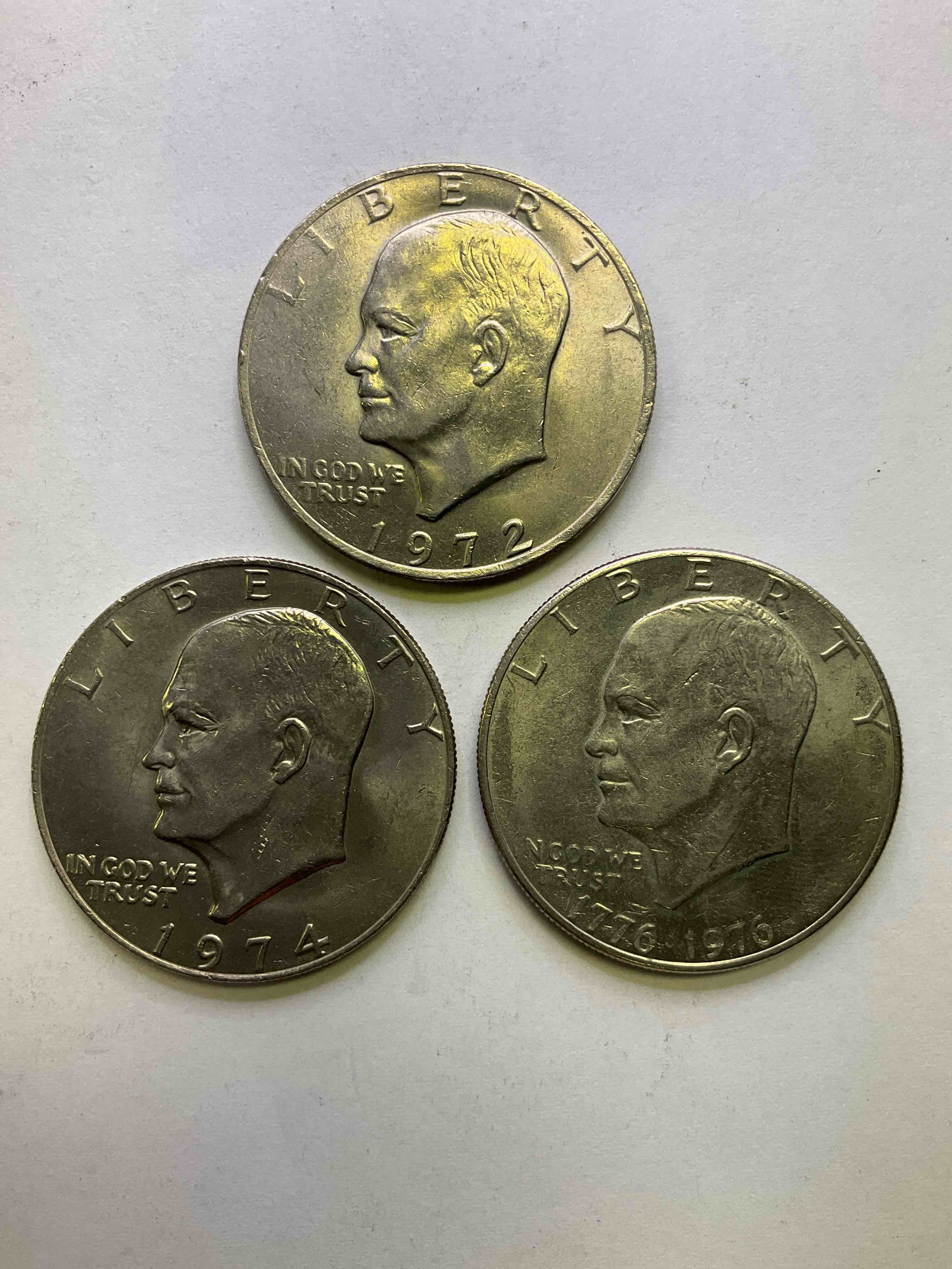 Eisenhower Dollar Coins! Were Minted From 1971-1978. Here Are Gorgeous Examples Of "Ike" Dollars In Varying Years. These Coins Have Become Immensely Popular With Collectors & Some Have Great Toning!