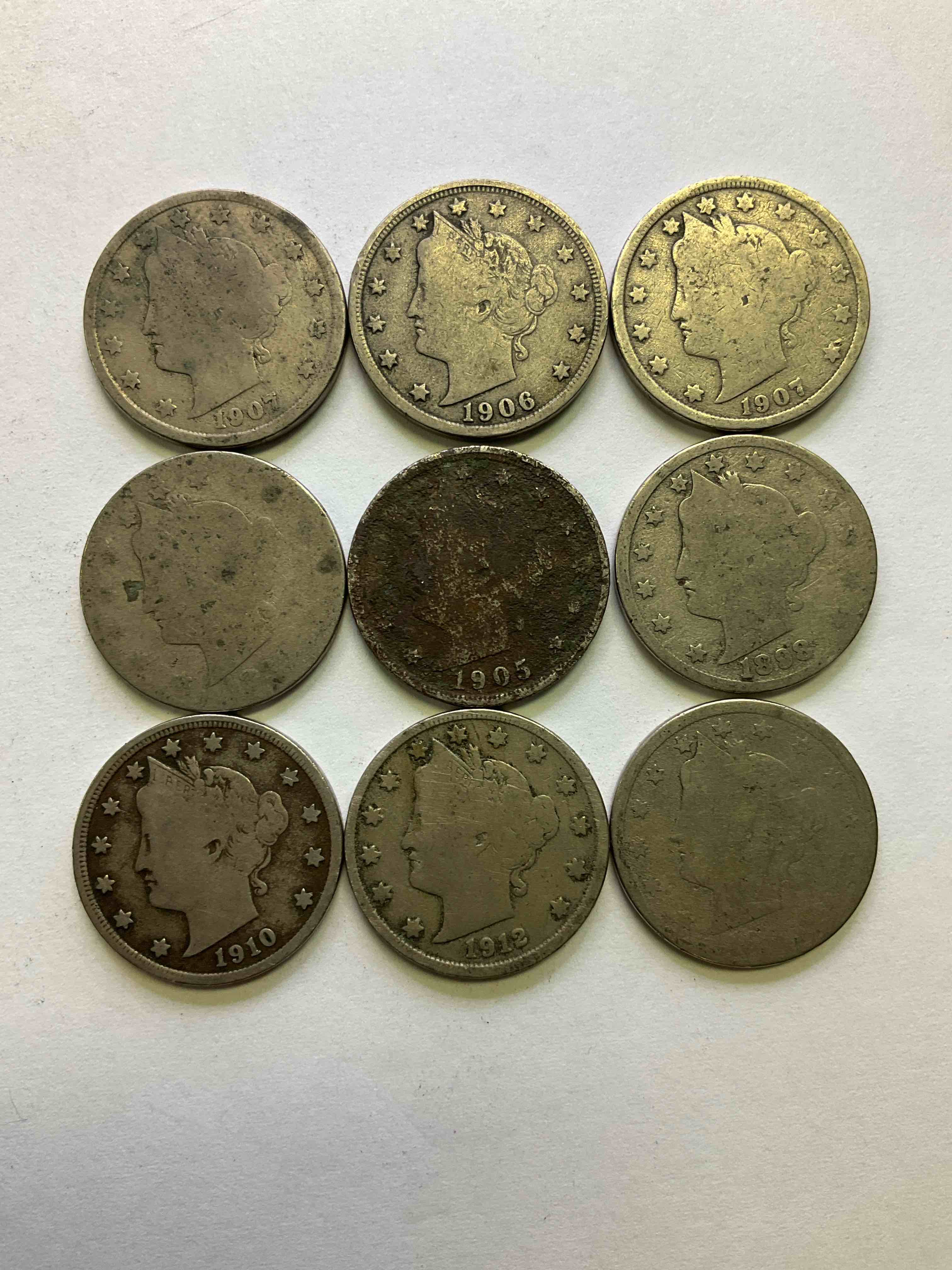 Antique U.S. "V" Nickels, 1912 Year Of The Titanic! Nearly Impossible To Collect! Antique V Nickels, Includes At Least One 1912, The Year Of The Sinking Of The Titanic! Own A Piece Of History Great For Coin Collectors, Think Of The History These Coins Have Seen! Liberty Head V Nickels Were Minted Up Until 1913 & Were The Style Of Nickels Before Buffalo Nickels. Own Some Cool Pieces Of History! Rare To See These Coins With The "Date On" In Circulated Condition!