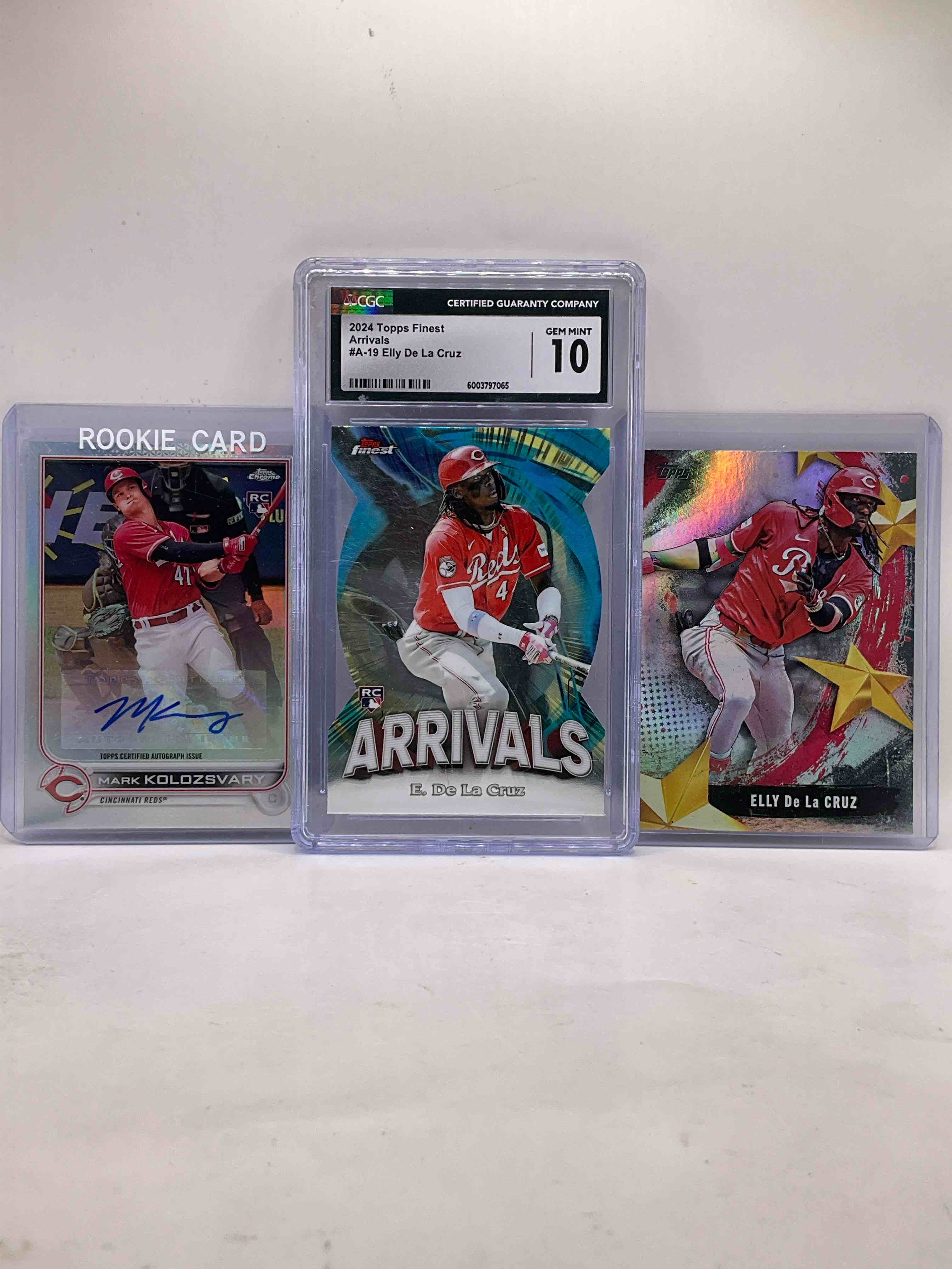 Gem Mint 10 Perfect Condition Elly De La Cruz Arrivals Rookie Card CGC 10 & Mark Kolozsvary Topps Chrome Signature Rookie & Topps De La Cruz, Along With Vintage & New Reds Cards! Crazy Rookies & Legends!