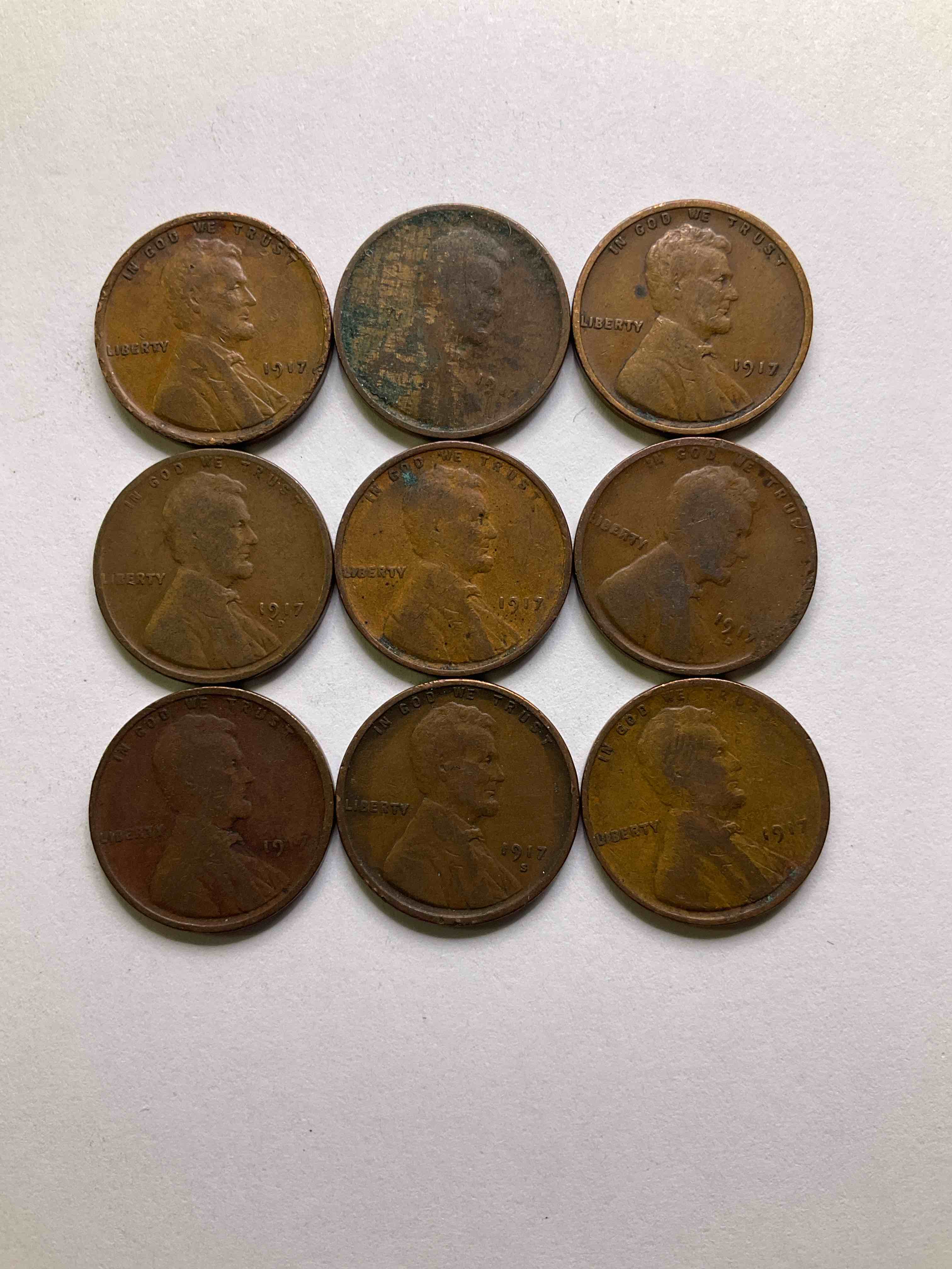 1917 World War I History! Rare 1917 Wheat Pennies In Great Circulated Condition With Visible Dates, Nearly Impossible To Collect & Serious Collector Items! 1917 Is The Year America Entered World War I. Own An Incredible Piece Of History With These 1917 Pennies. Think Of The History These Pennies Have Seen!