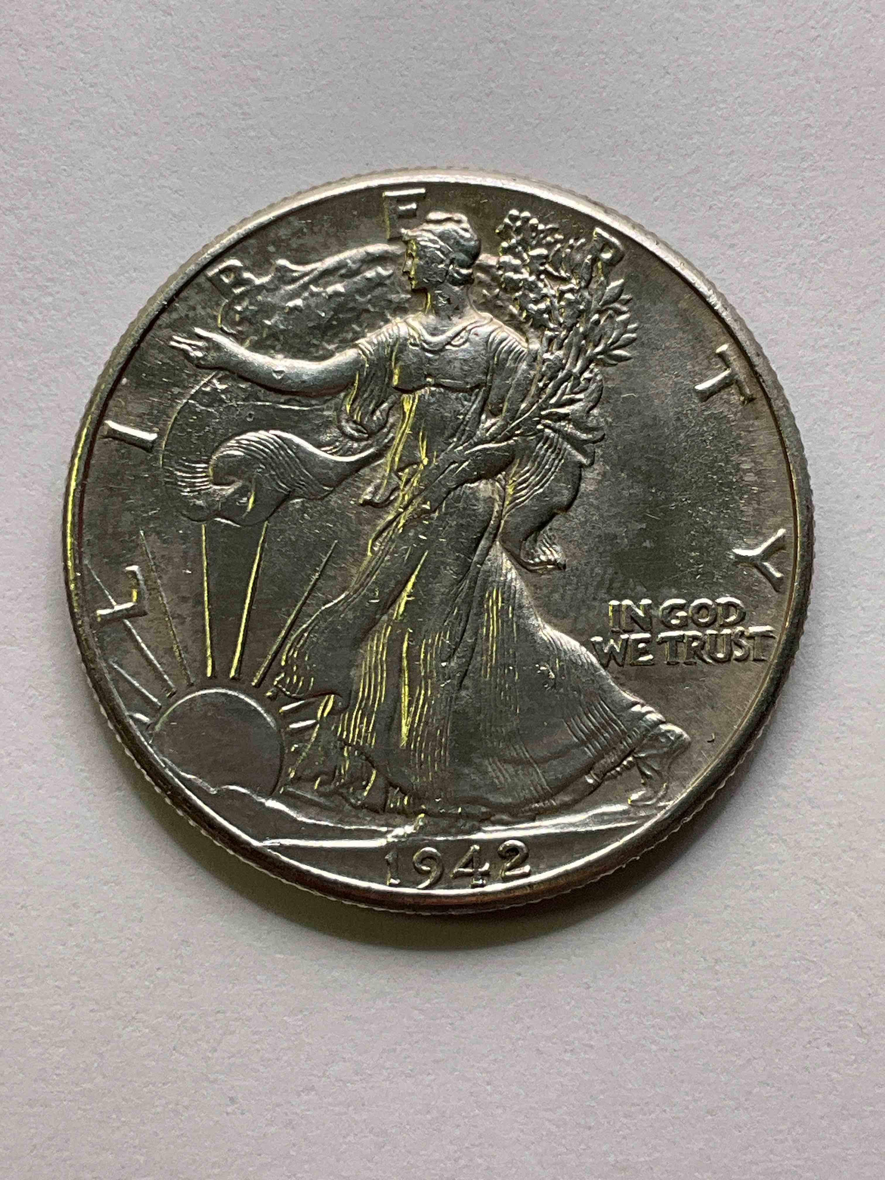 Antique U.S. Silver! Liberty Walking Silver Fine U.S. Silver Half Dollar! This Striking Half Dollars Were Minted From 1916-1947 & Have Become Some Of The Most Collectible Coins In History! Here Is A Striking Circulated Example From 1942, The Height Of World War II! Liberty Walking Coins Are 90% Fine U.S. Silver, A Great Investment In Precious Metal!