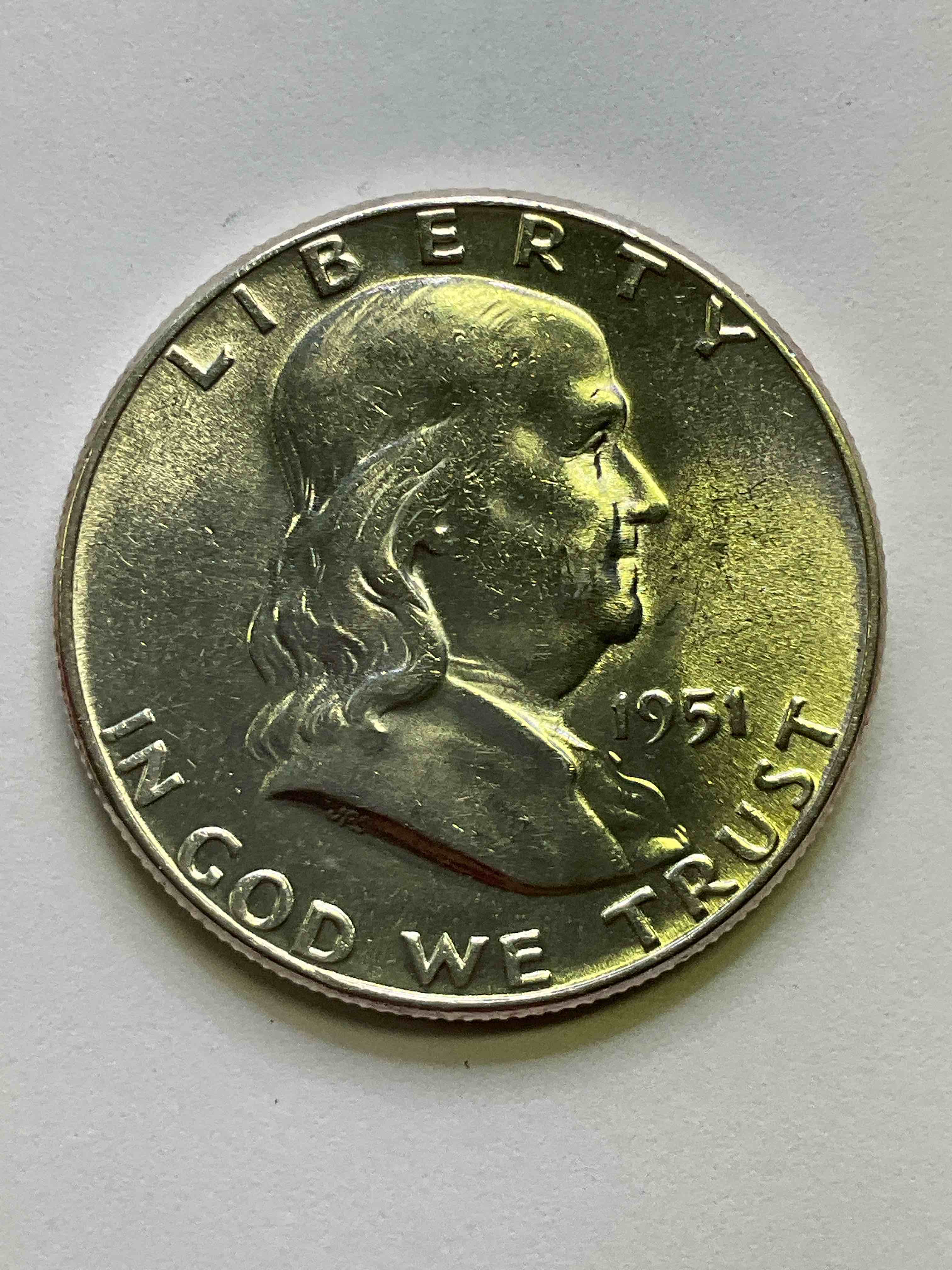 Uncirculated Ben Franklin Silver! Pre 1965 Silver U.S. Half Dollar Coins! Before 1965 American Half Dollars Were Actually Silver, Here Is A Rare 1952 Version In Excellent, Uncirculated Condition! Great For Investing In Precious Metals! This Heavy Half Dollar Was Minted At 90% Silver and 10% Copper, Giving It A Net Weight Of .36169 Ounces Of Pure Silver! Very Rare In This Great Condition!