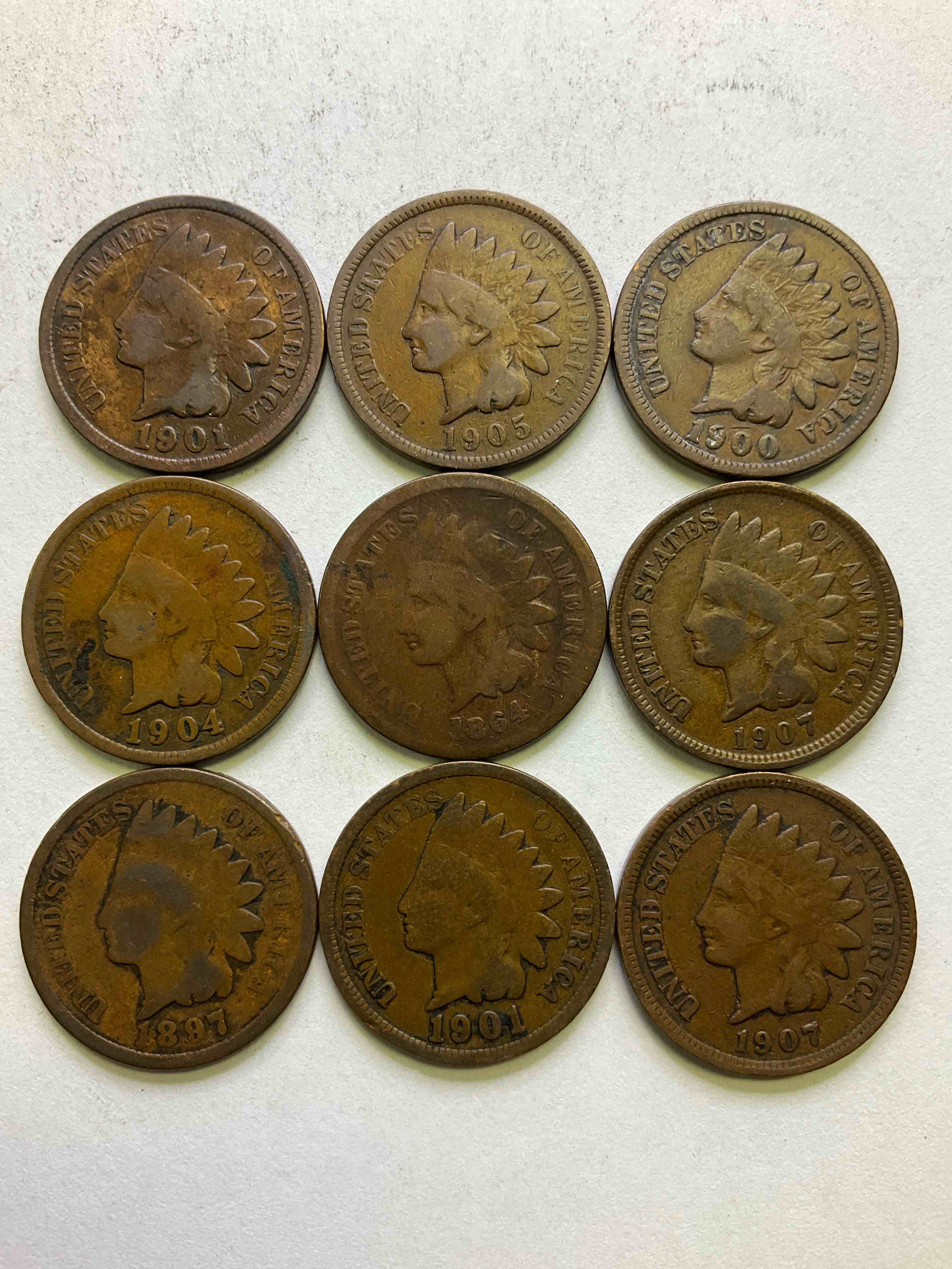 Indian Head Pennies Including Rare Civil War 1864 Treasure! These Gorgeous U.S. Pennies Were Minted From 1859-1909 & Have Become Serious Collector Items! The "Indian Head" Design Is Actually A Representation Of Lady Liberty Wearing An Indian Headdress. Here Are Beautiful, Well-Kept Examples Representing Many Different Mint Years! Great For Collecting, Investing & Learning History, & Rare With Visible Dates!