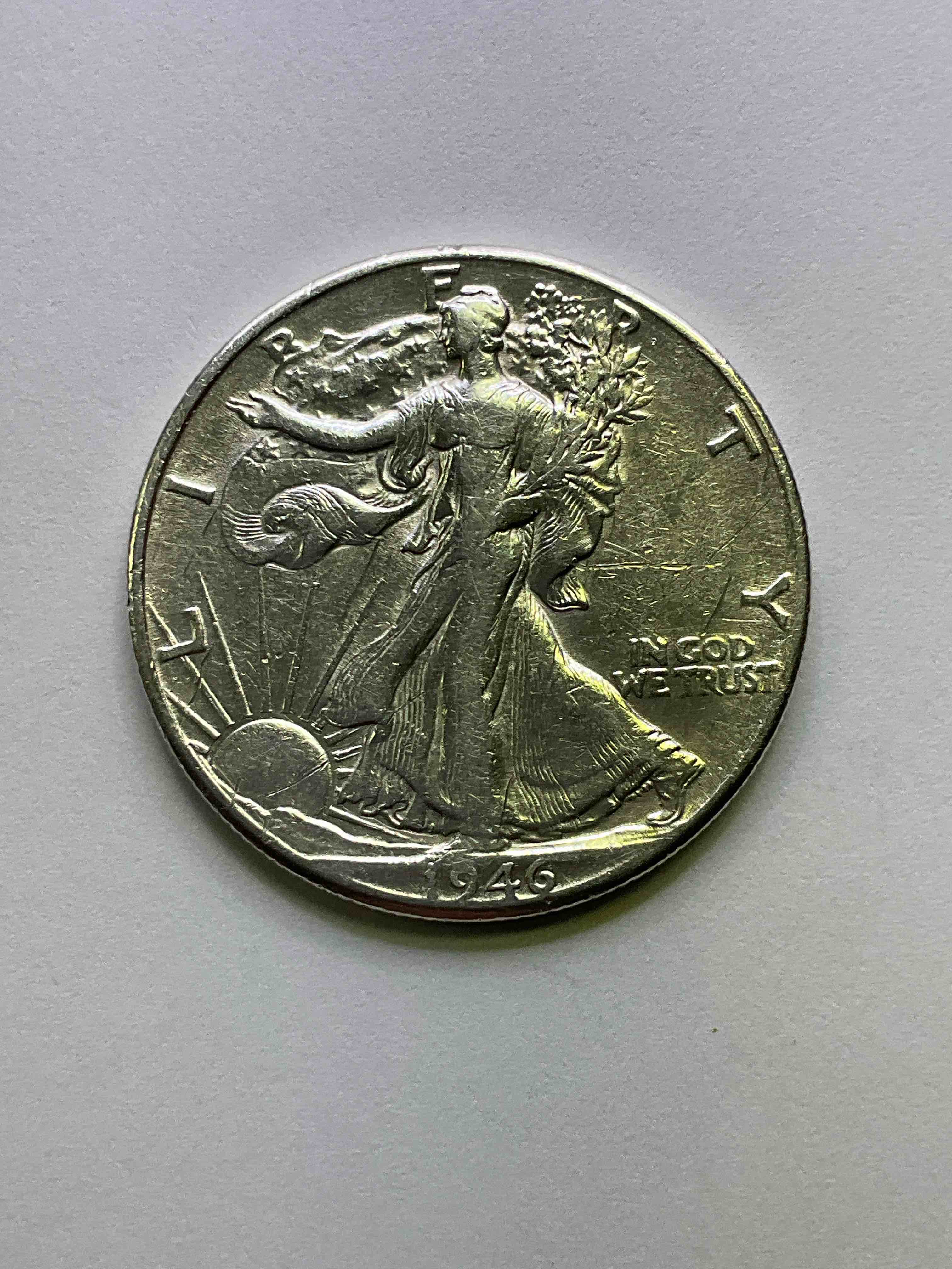 Antique U.S. Silver! 1946 Liberty Walking Fine U.S. Silver Half Dollar! This Striking Half Dollars Were Minted From 1916-1947 & Have Become Some Of The Most Collectible Coins In History! Here Is A Striking Circulated Example From 1918, The Height Of World War I!! Liberty Walking Coins Are 90% Fine U.S. Silver, A Great Investment In Precious Metal!