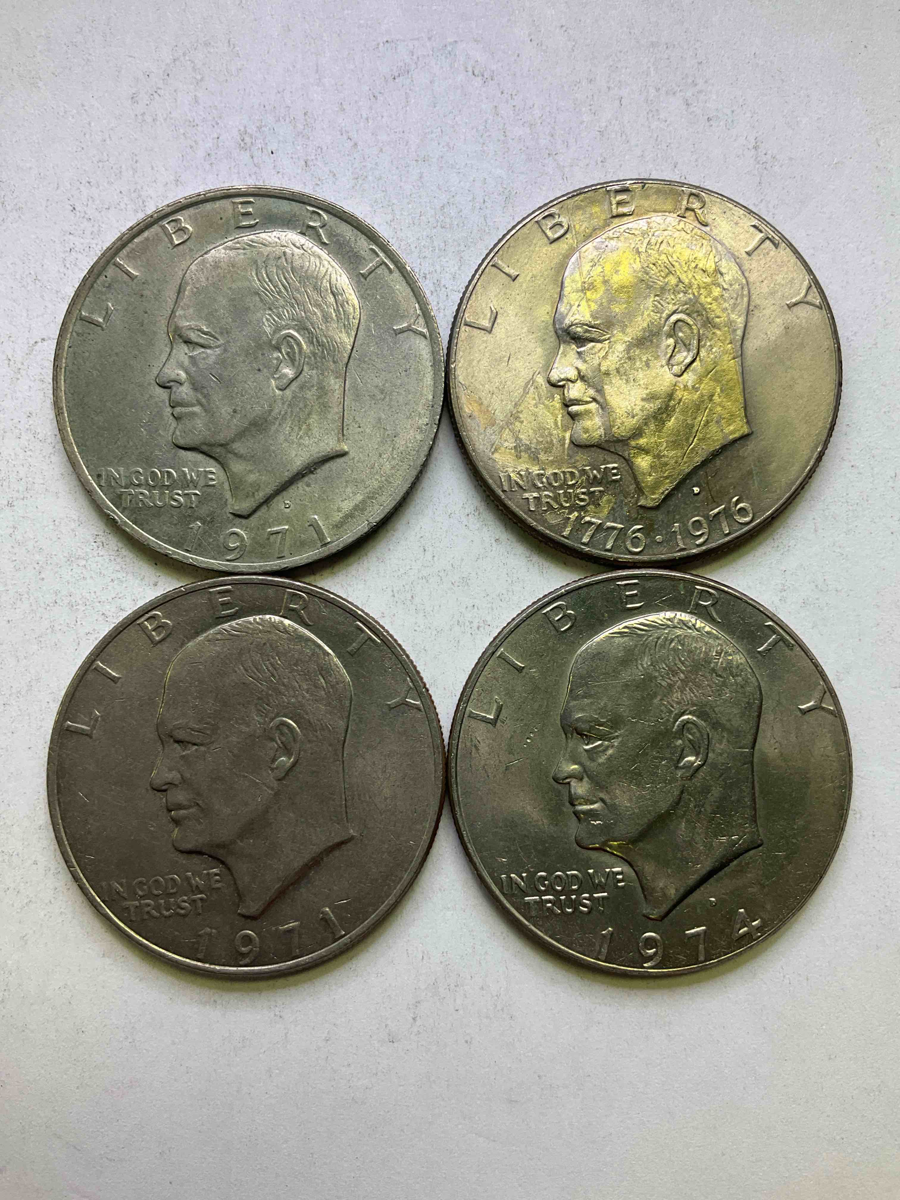 Eisenhower Dollar Coins! These Striking, Large U.S. Coins Were Minted From 1971-1978. Here Are Gorgeous Examples Of "Ike" Dollars In Varying Years. These Coins Have Become Immensely Popular With Collectors & Some Have Great Toning!