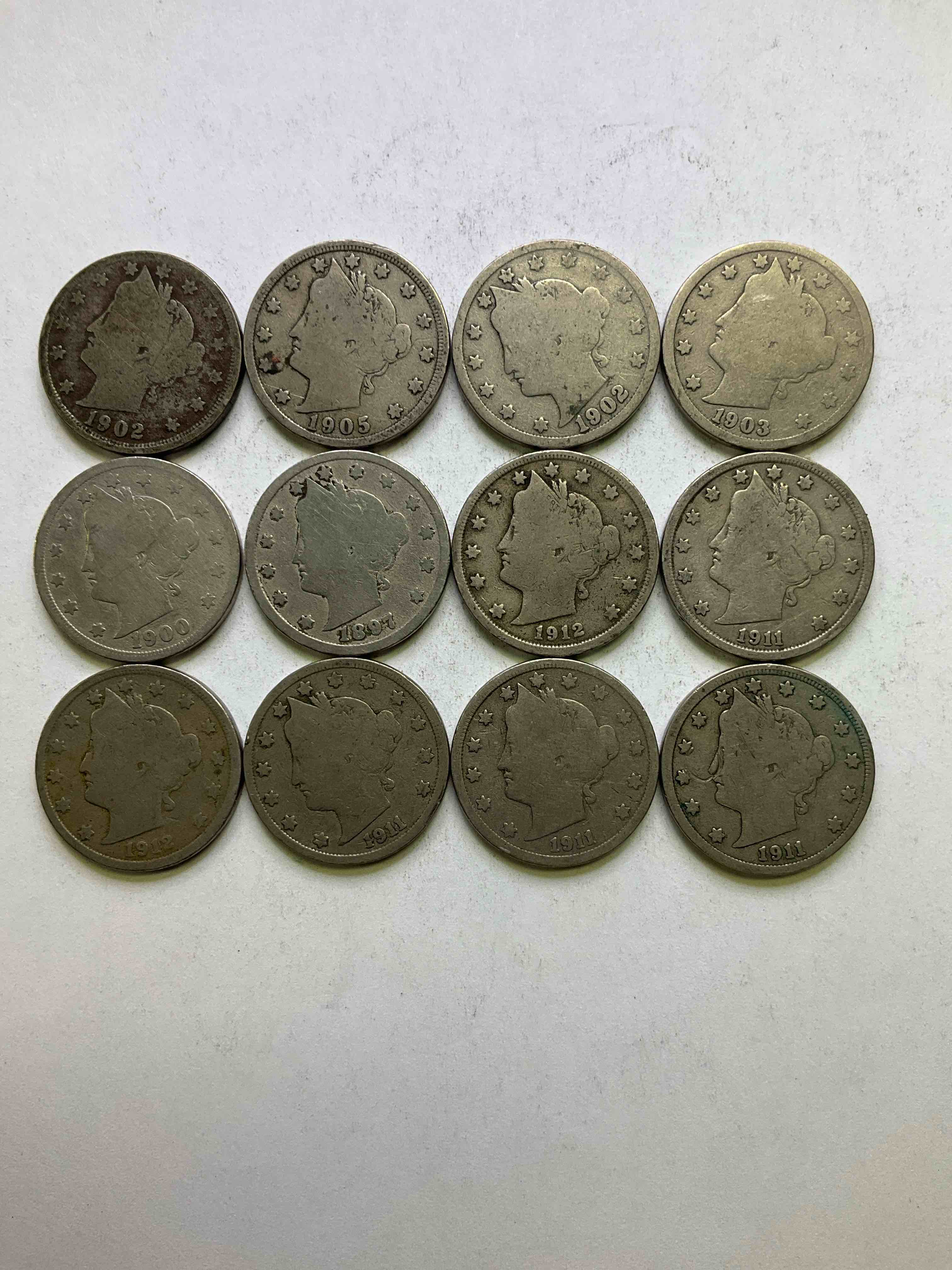 Antique U.S. "V" Nickels, 1912 Year Of The Titanic! Nearly Impossible To Collect!Antique V Nickels, Includes At Least One 1912, The Year Of The Sinking Of The Titanic! Own A Piece Of History Great For Coin Collectors, Think Of The History These Coins Have Seen!, Liberty Head V Nickels Were Minted Up Until 1913 & Were The Style Of Nickels Before Buffalo Nickels. Own Some Cool Pieces Of History! Rare To See These Coins With The "Date On" In Circulated Condition!