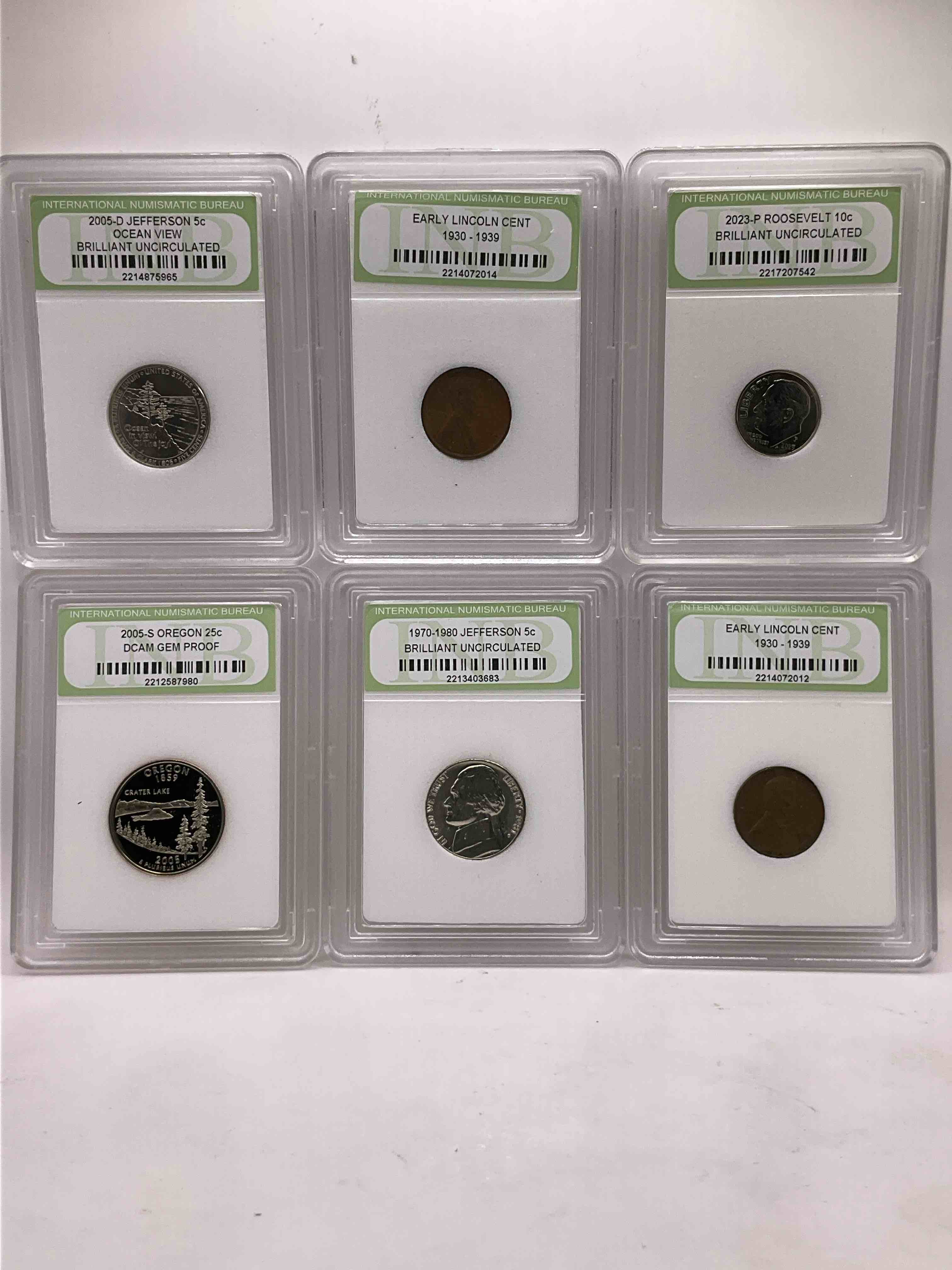 Collector's Dream! Six Different Rare, Slabbed U.S. Collector Coins In Certified/Catalogued Protective Slab Cases! A Great Way to Build An Incredible Collection Of Protected, Rare U.S. Coins! Great For The Coin Fan & Collector!