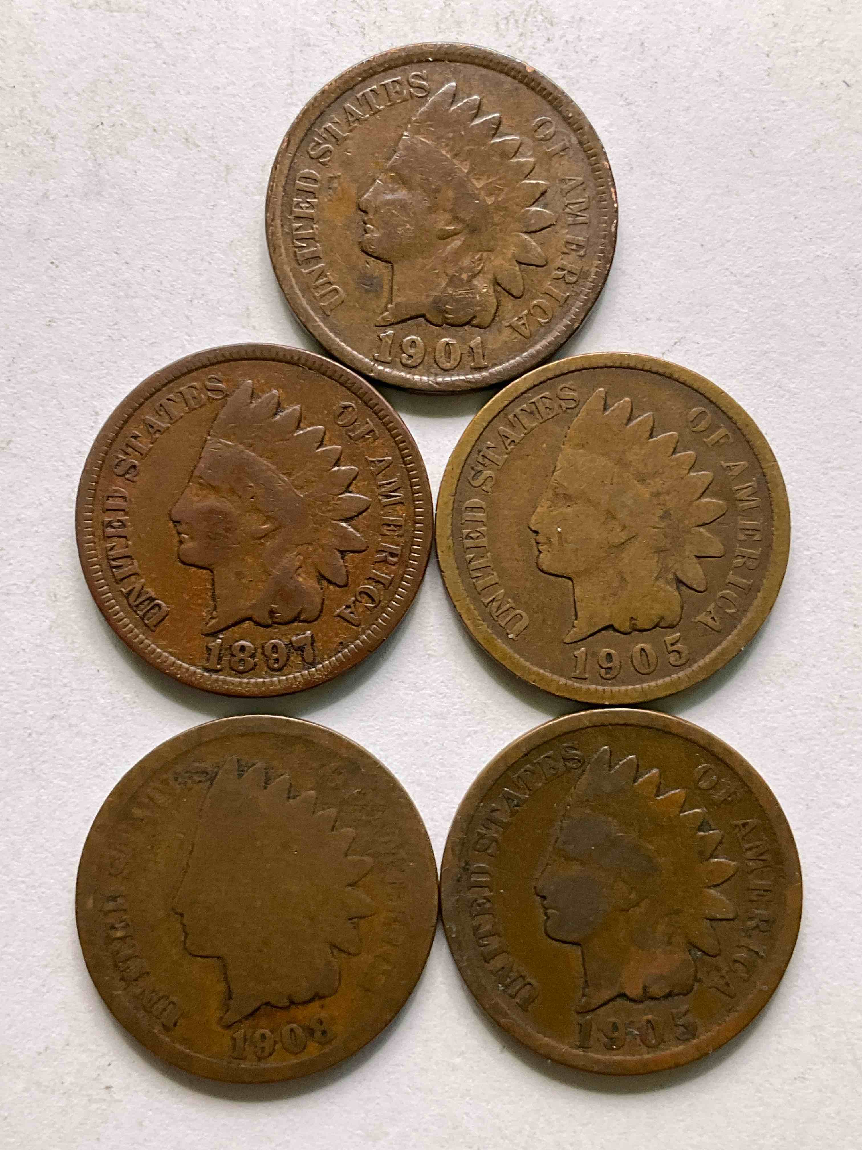 Indian Head Pennies! These Gorgeous U.S. Pennies Were Minted From 1859-1909 & Have Become Serious Collector Items! The "Indian Head" Design Is Actually A Representation Of Lady Liberty Wearing An Indian Headdress. Here Are Beautiful, Well-Kept Examples Representing Many Different Mint Years! Great For Collecting, Investing & Learning History, & Rare With Visible Dates!