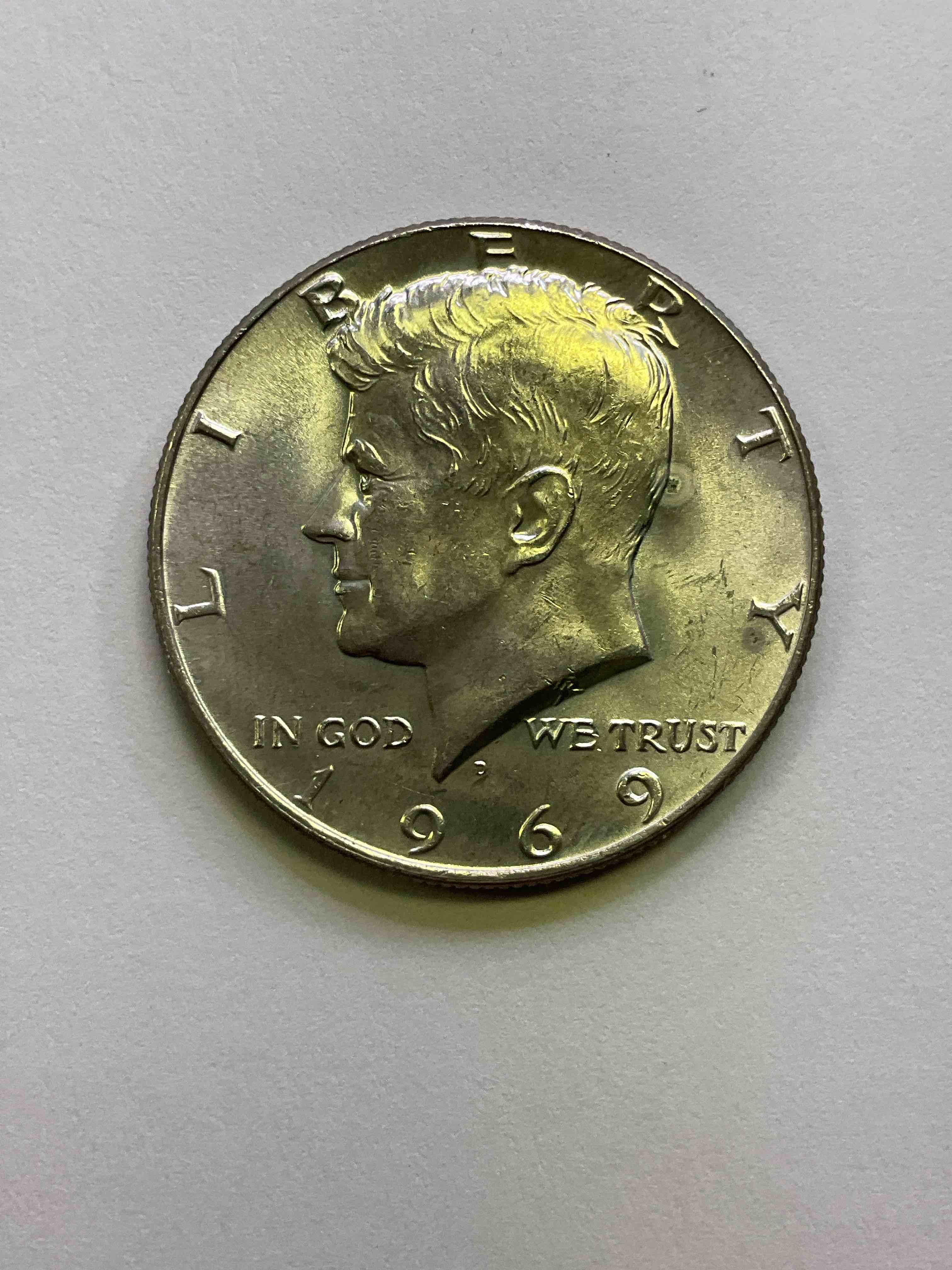 1969 Moon Landing Silver! Check Out This Gorgeous, Uncirculated 1969 Kennedy Half Dollar, Minted In 40% Fine U.S. Silver! 1969 Was The Year Of The Moon Landing, & Also THE LAST Year Kennedy Half Dollars Had Silver In Them! Check Out This Rare 1969 Silver Kennedy Half Dollar In Excellent, Uncirculated Condition! Invest In Fine U.S. Silver & A Incredible Piece Of History!