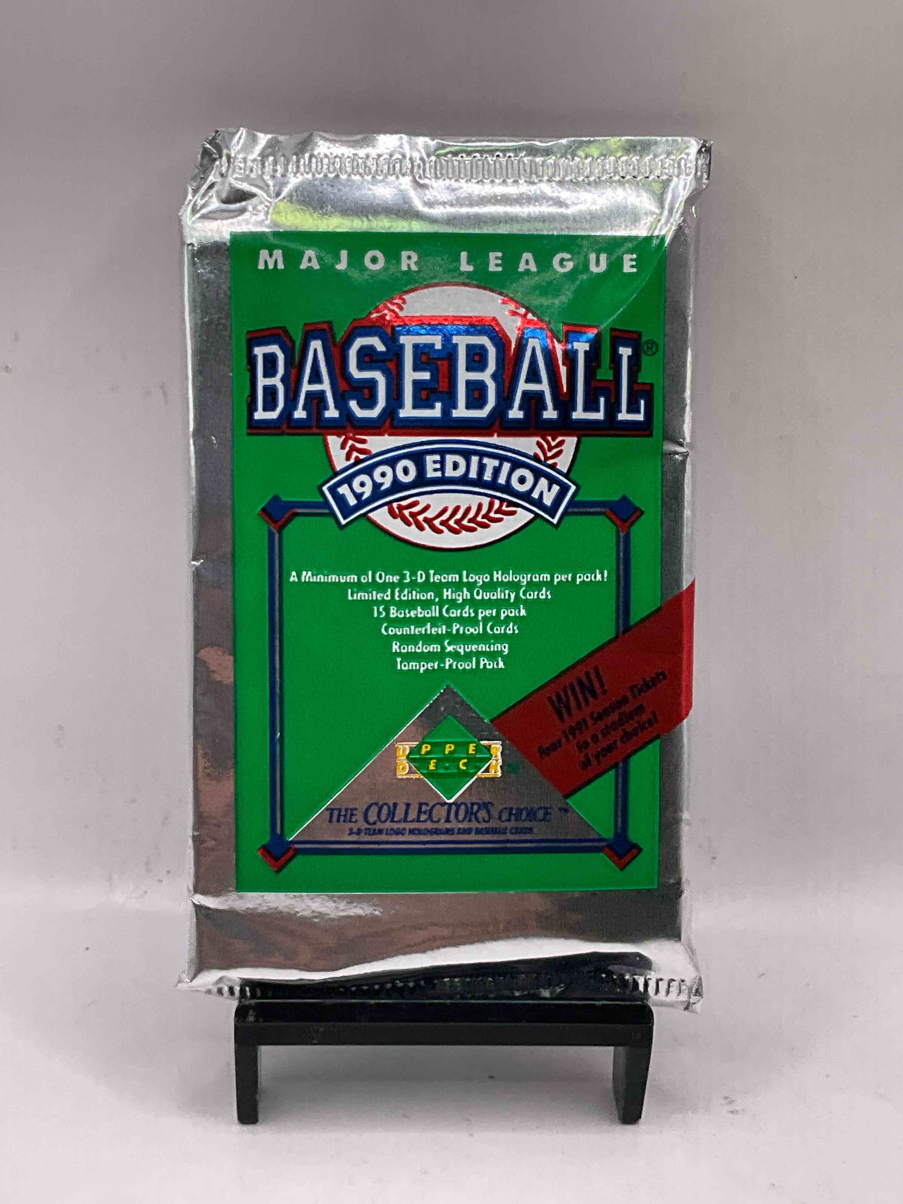 1990 Upper Deck Baseball Unopened Sports Trading Card Packs! Direct From Original Box! Look For Possible Collector’s 3D Team Logo Card! As Well As Early Ken Griffey Jr. Cards!