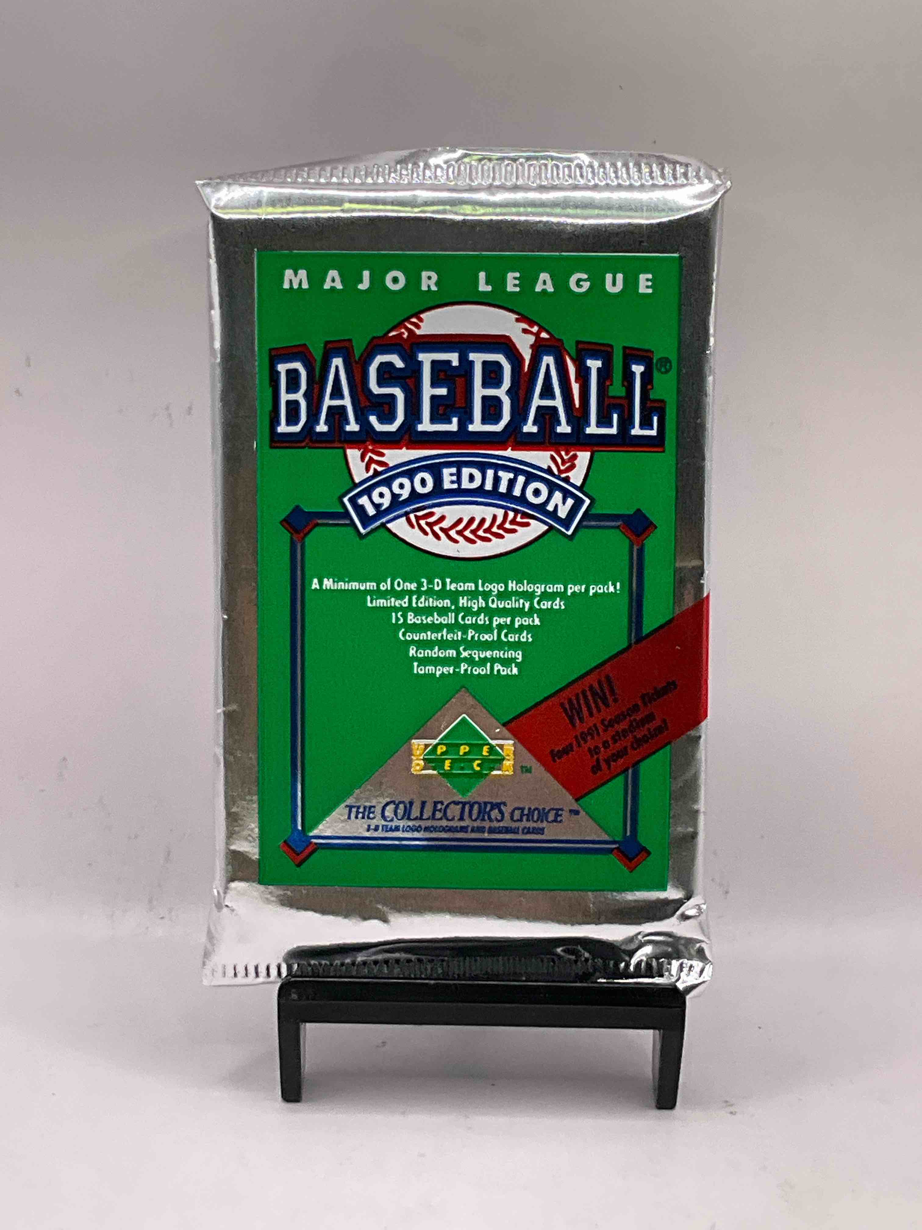 1990 Upper Deck Baseball Unopened Sports Trading Card Packs! Direct From Original Box! Look For Possible Collector’s 3D Team Logo Card! As Well As Early Ken Griffey Jr. Cards!