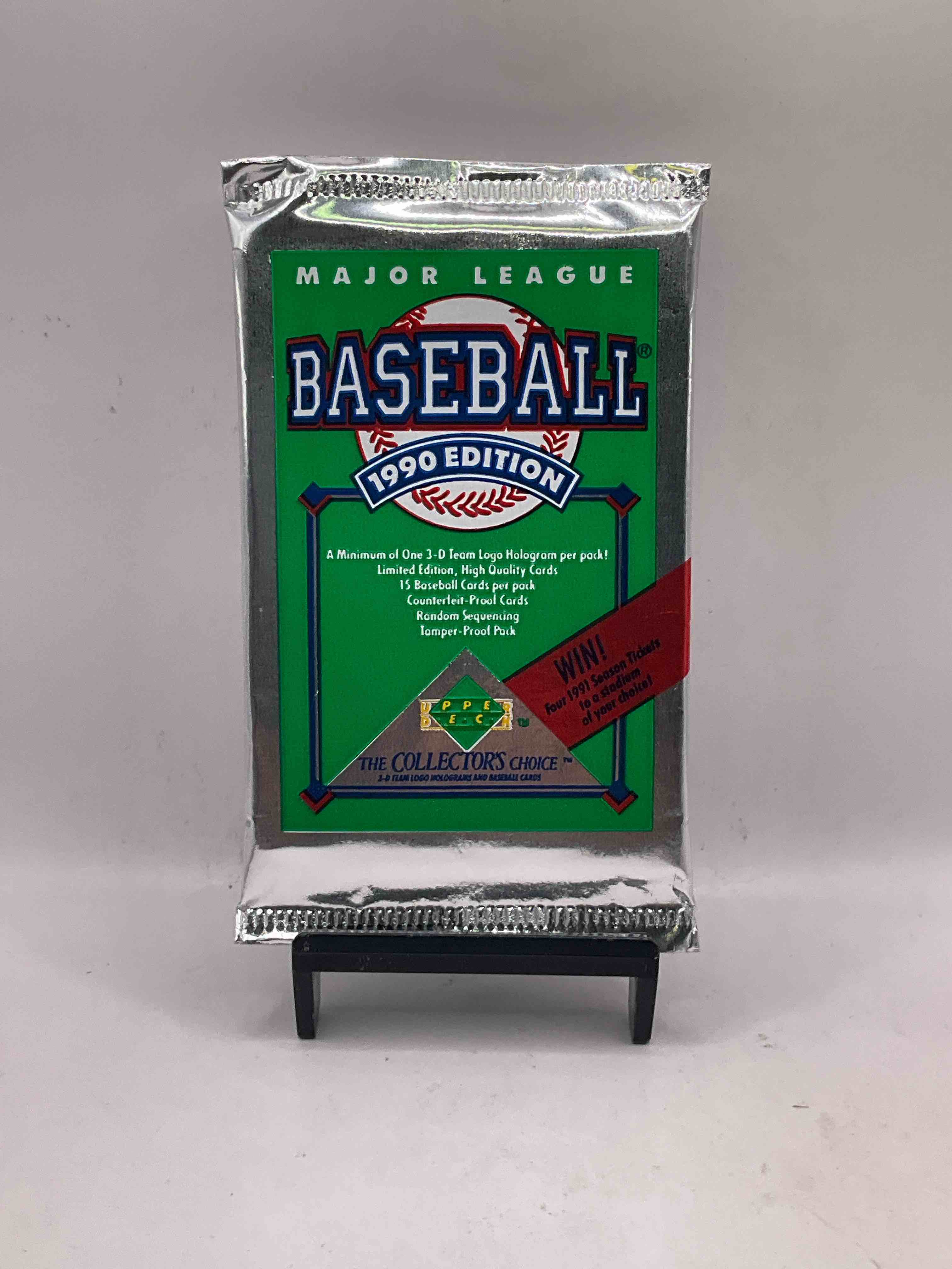 1990 Upper Deck Baseball Unopened Sports Trading Card Packs! Direct From Original Box! Look For Possible Collector’s 3D Team Logo Card! As Well As Early Ken Griffey Jr. Cards!