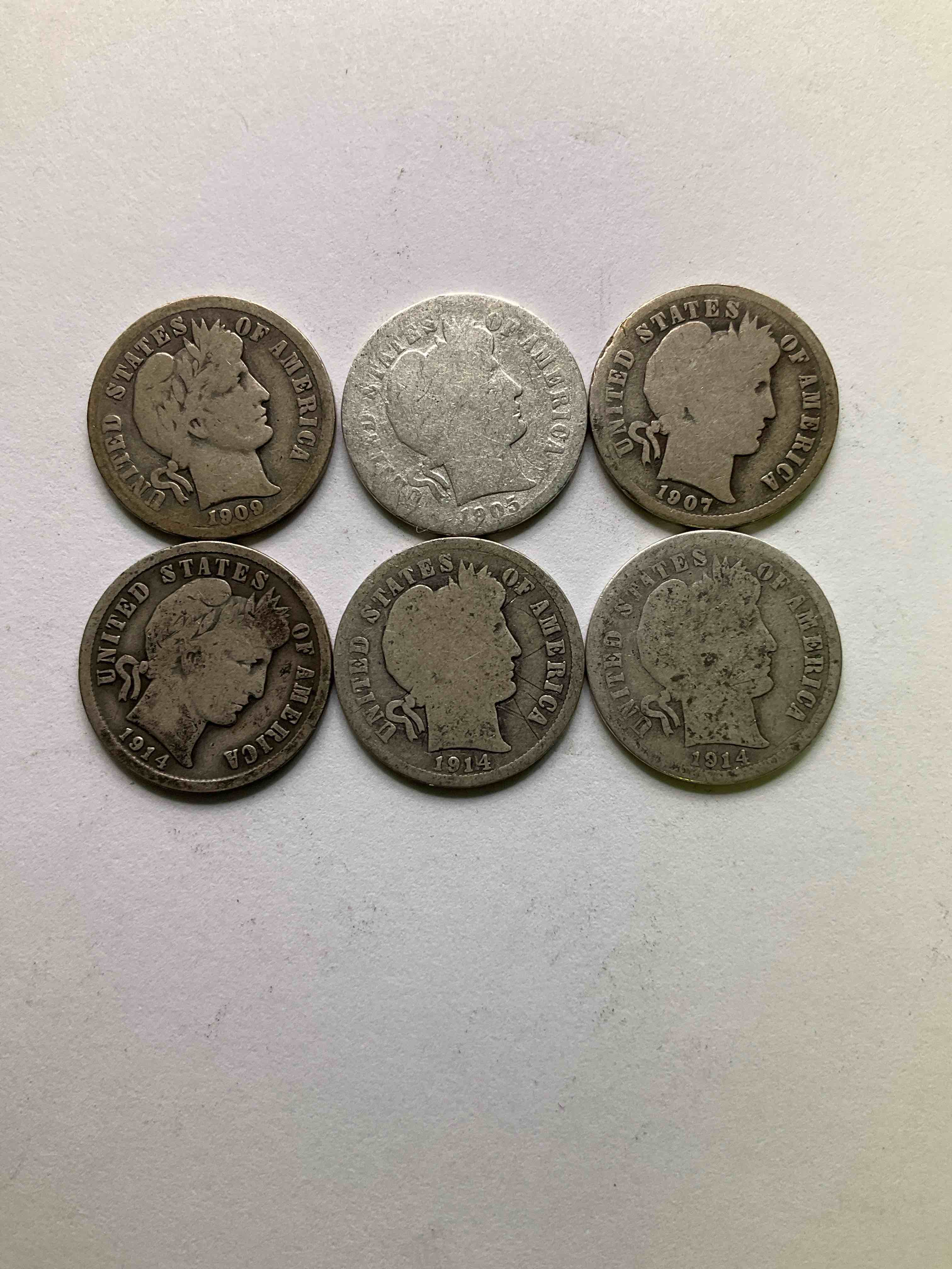 Antique Silver Barber Dimes! Barber Dimes Were Minted From 1892 to 1916 & Are Serious, Fine Silver Collector Items! They Replaced Seated Liberty Dimes. Barber Dimes Are 90% Fine U.S. Silver & Are Getting Seriously Hard To Come By! Awesome To Add To Any Collection. Invest In U.S. Silver!