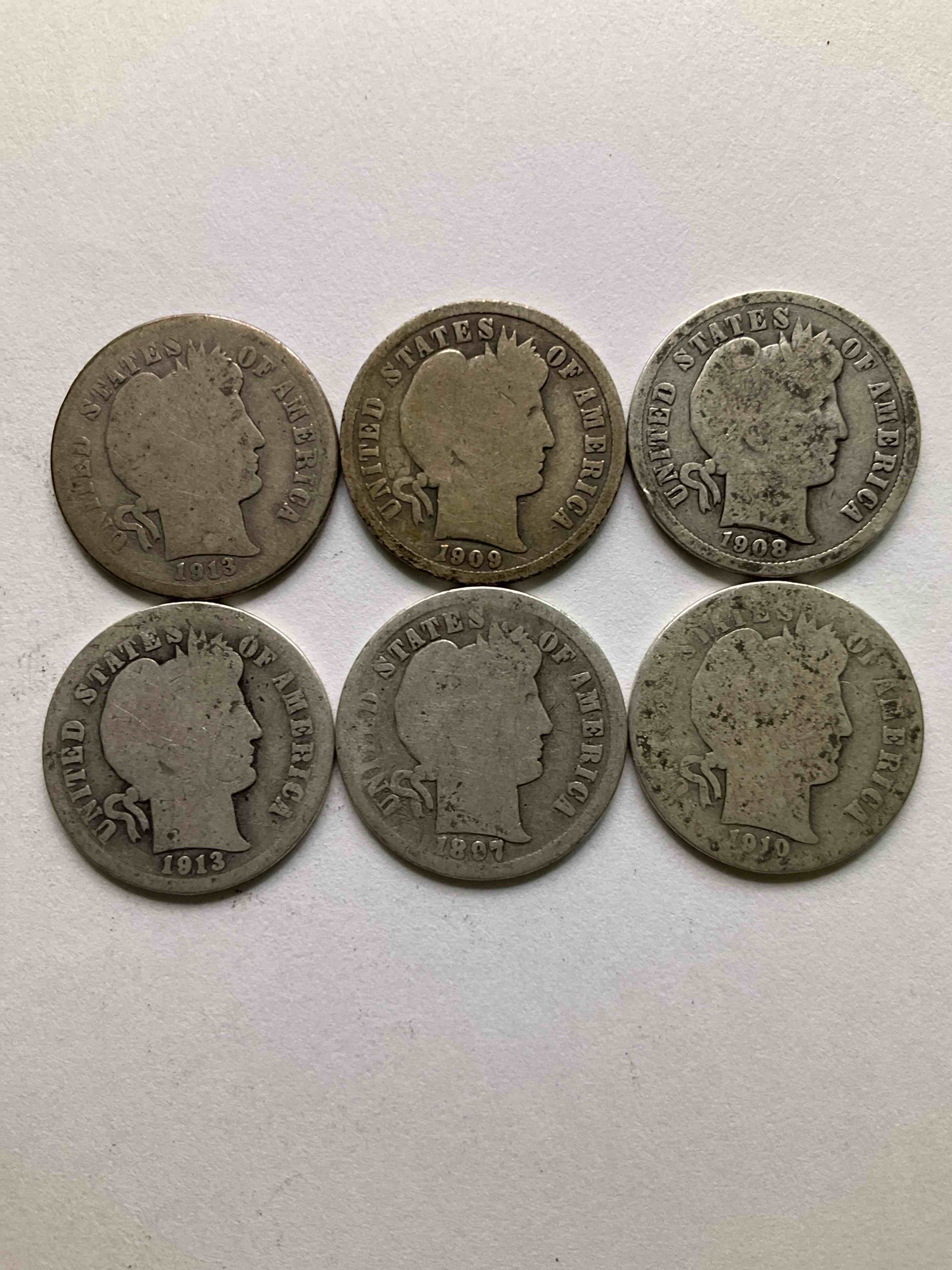 Antique Silver Barber Dimes! Barber Dimes Were Minted From 1892 to 1916 & Are Serious, Fine Silver Collector Items! They Replaced Seated Liberty Dimes. Barber Dimes Are 90% Fine U.S. Silver & Are Getting Seriously Hard To Come By! Awesome To Add To Any Collection. Invest In U.S. Silver!
