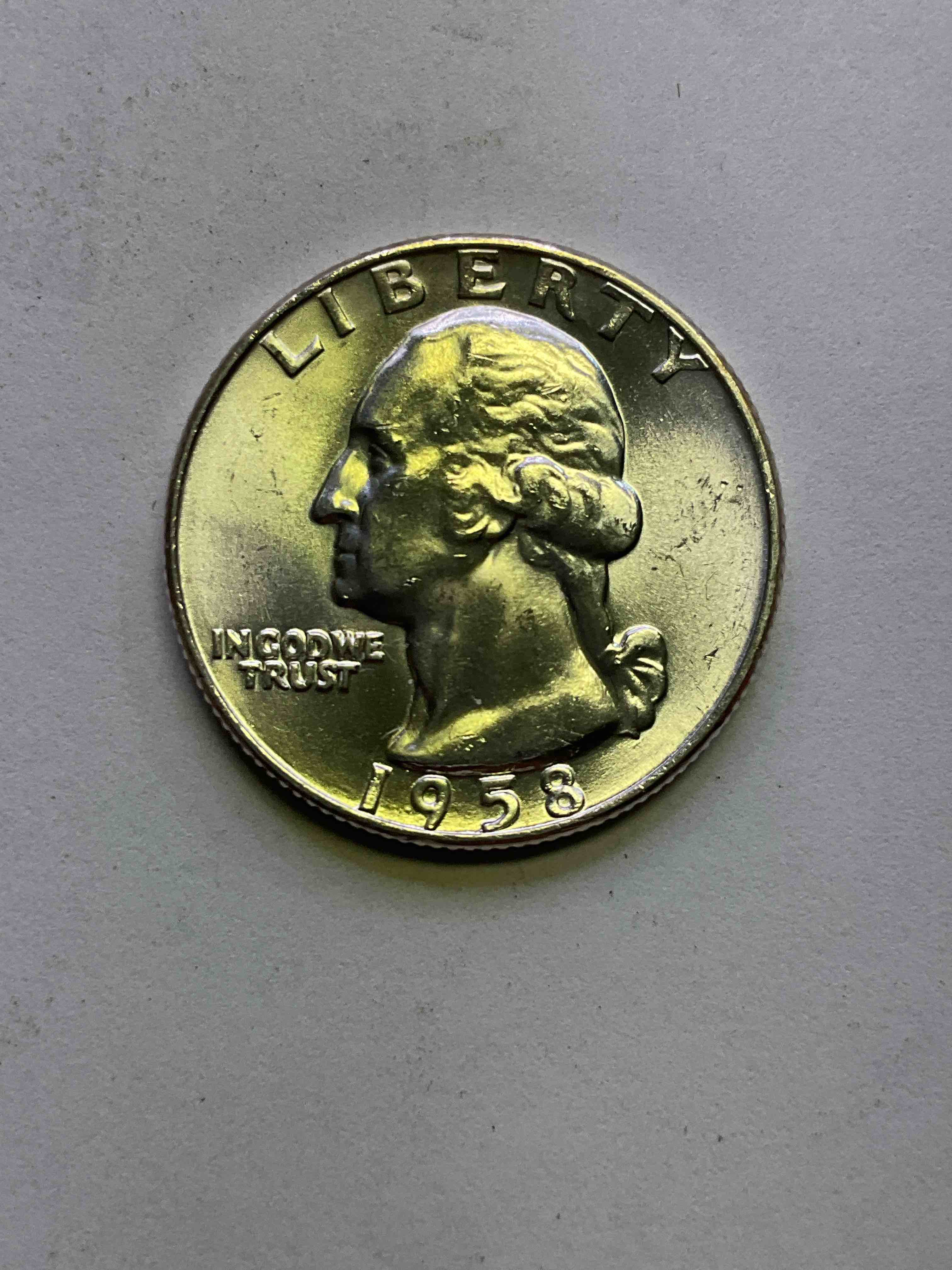 George Washington Brilliant Uncirculated Silver! Pre 1965 U.S. Quarter Dollar Coins Were Actually Silver, Here Are two Great Examples Of Awesome, Pristine George Washington Silver Quarters, Stunning & Uncirculated! Rare 1958 Mint! Great For Investing In Precious Metals! These Coins Were Minted At 90% Silver and 10% Copper, Giving Them A Net Weight Of .18084 Ounces Of Pure Silver Per Coin! Very Hard To Find Uncirculated, Stunning! Invest In Fine U.S. Silver!