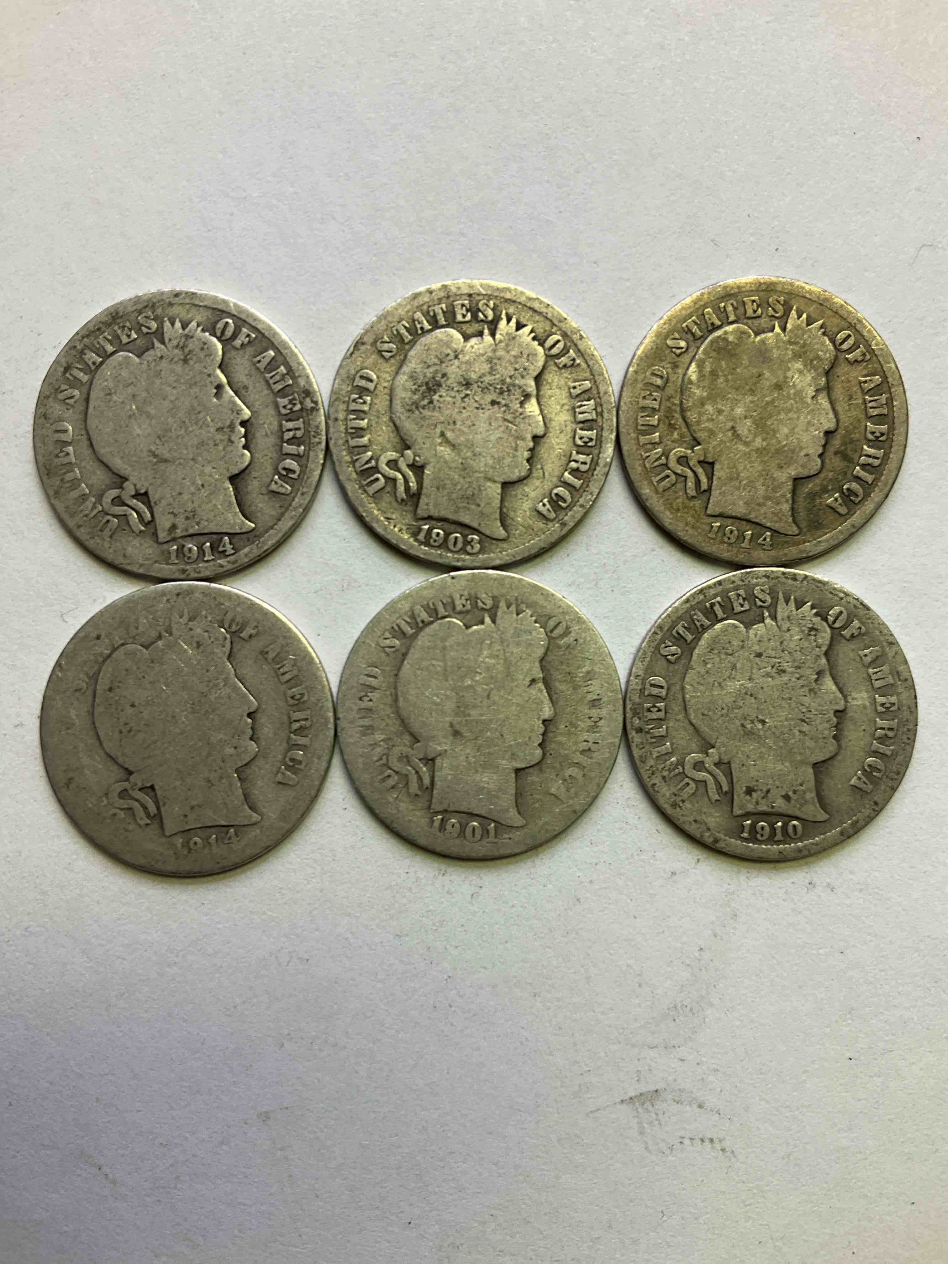 Antique Silver Barber Dimes! Barber Dimes Were Minted From 1892 to 1916 & Are Serious, Fine Silver Collector Items! They Replaced Seated Liberty Dimes. Barber Dimes Are 90% Fine U.S. Silver & Are Getting Seriously Hard To Come By! Awesome To Add To Any Collection. Invest In U.S. Silver!