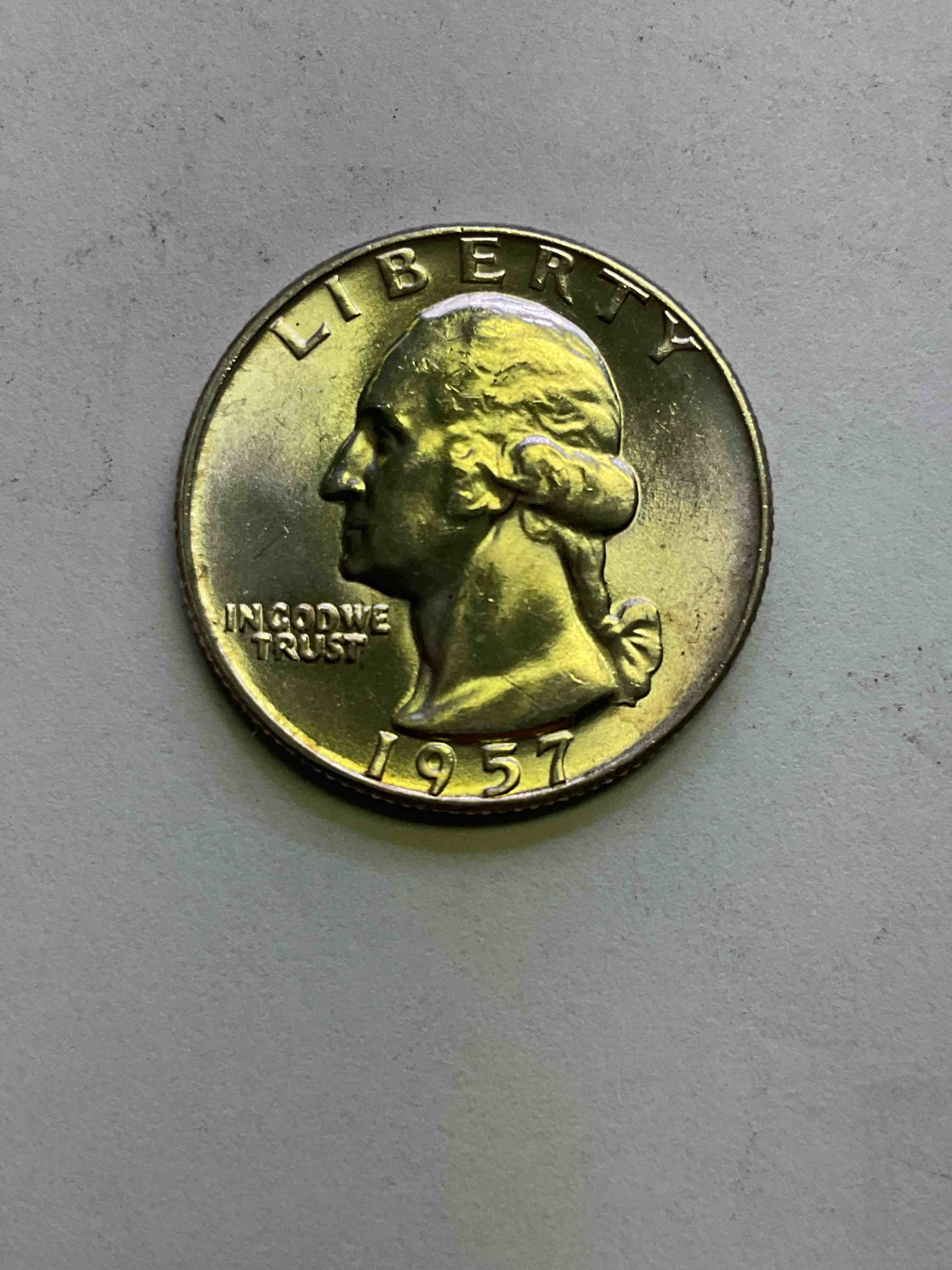 George Washington Brilliant Uncirculated Silver! Pre 1965 U.S. Quarter Dollar Coins Were Actually Silver, Here Are two Great Examples Of Awesome, Pristine George Washington Silver Quarters, Stunning & Uncirculated! Rare 1957 Mint! Great For Investing In Precious Metals! These Coins Were Minted At 90% Silver and 10% Copper, Giving Them A Net Weight Of .18084 Ounces Of Pure Silver Per Coin! Very Hard To Find Uncirculated, Stunning! Invest In Fine U.S. Silver!