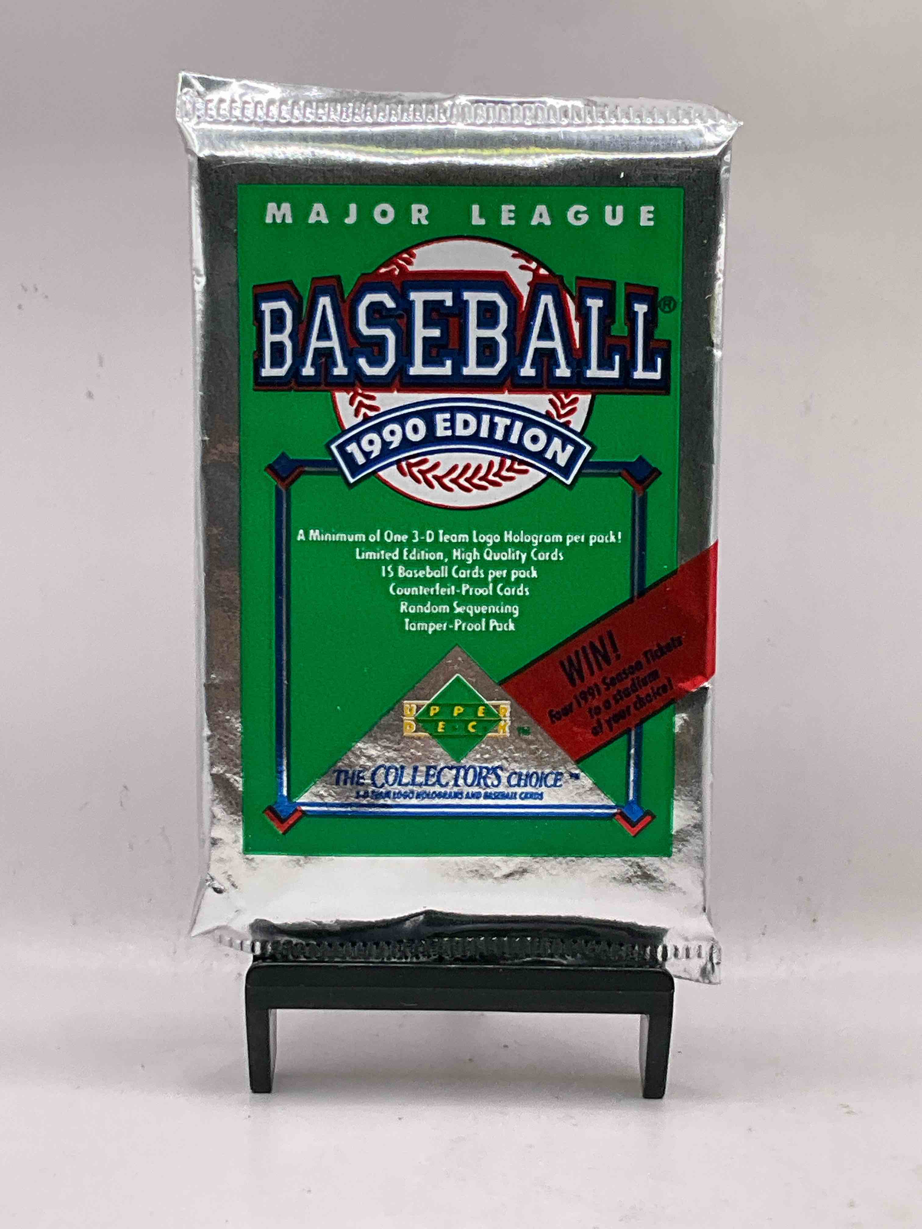 1990 Upper Deck Baseball Unopened Sports Trading Card Packs! Direct From Original Box! Look For Possible Collector’s 3D Team Logo Card! As Well As Early Ken Griffey Jr. Cards!