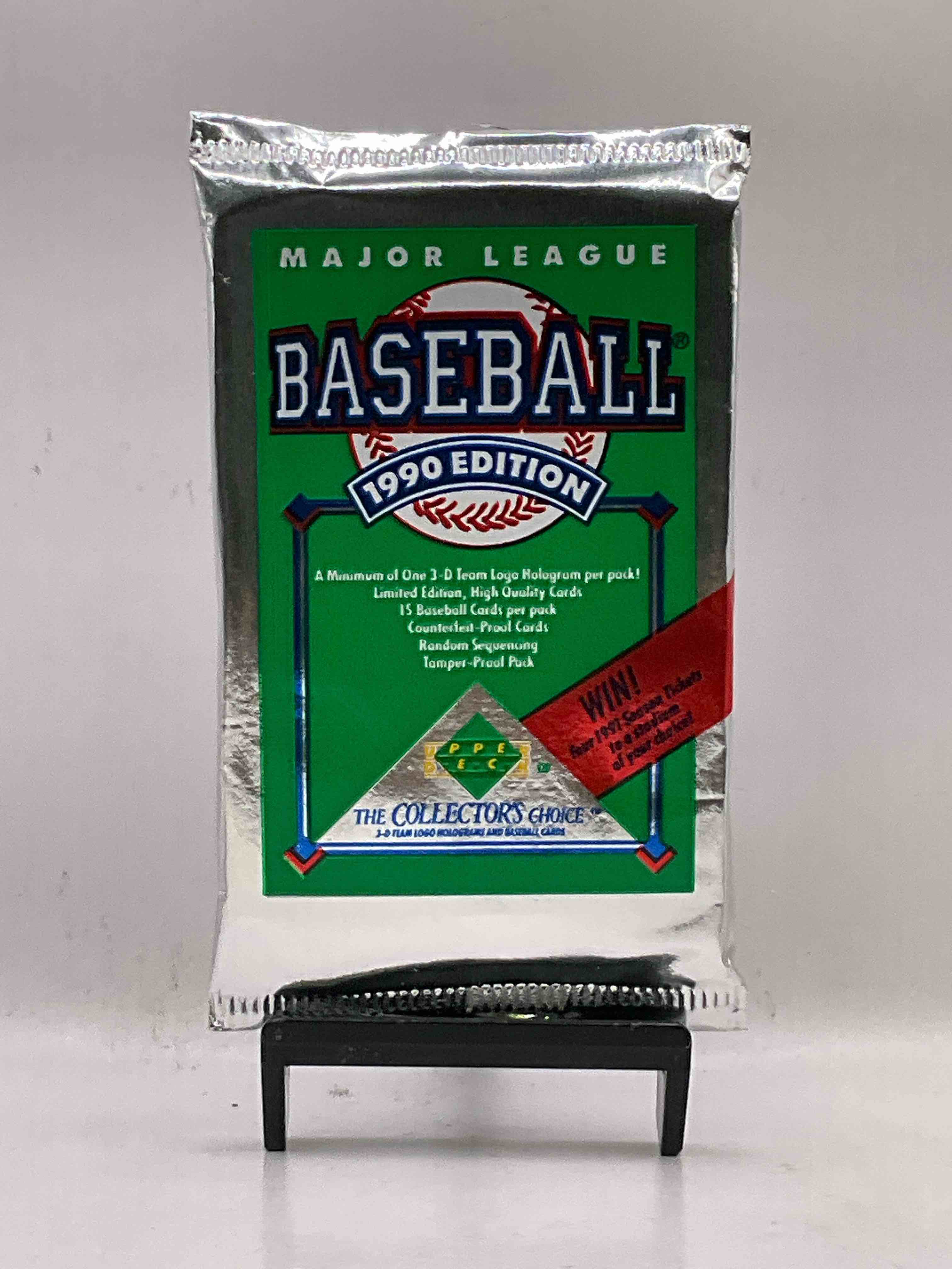 1990 Upper Deck Baseball Unopened Sports Trading Card Packs! Direct From Original Box! Look For Possible Collector’s 3D Team Logo Card! As Well As Early Ken Griffey Jr. Cards!