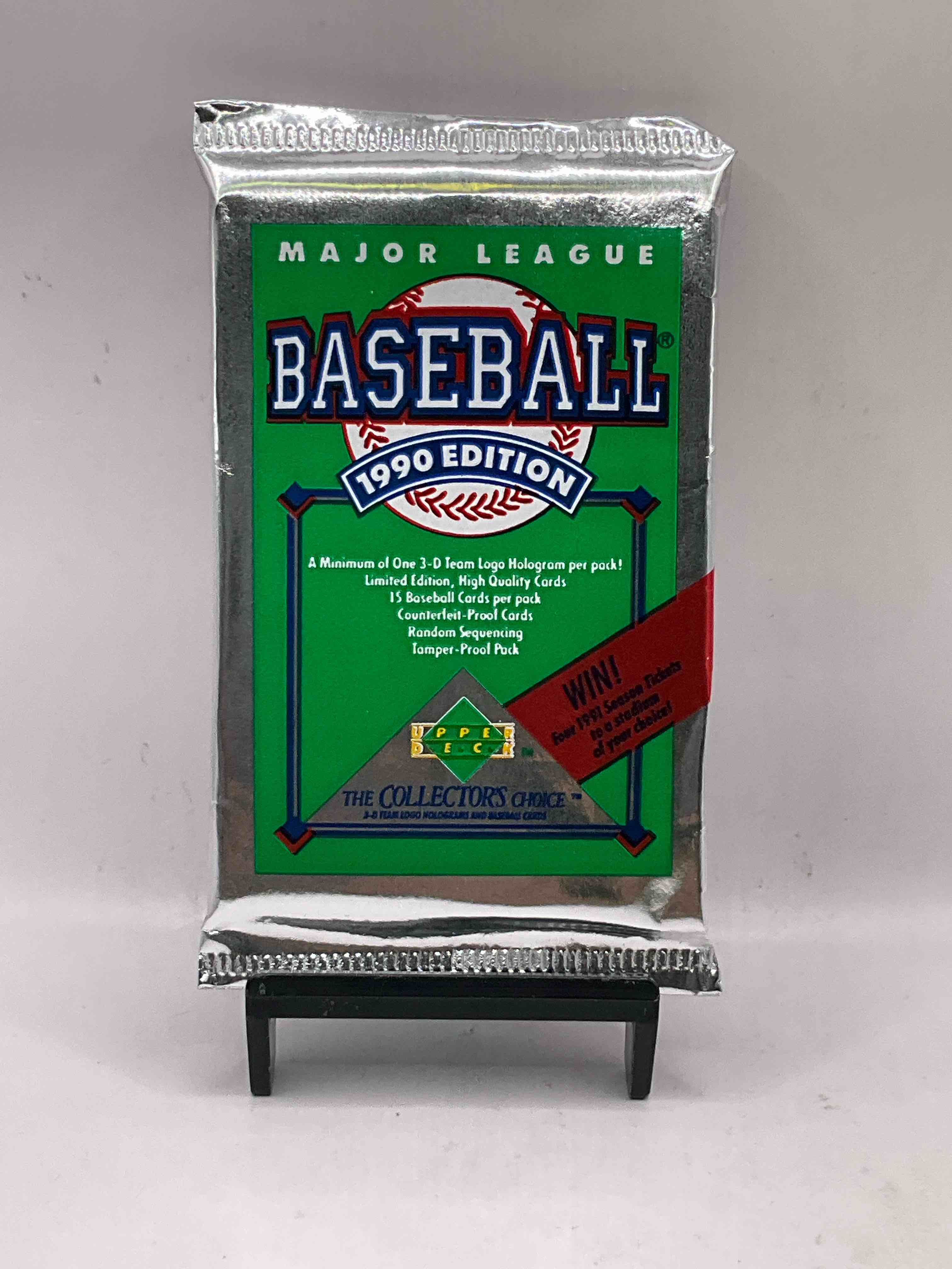 1990 Upper Deck Baseball Unopened Sports Trading Card Packs! Direct From Original Box! Look For Possible Collector’s 3D Team Logo Card! As Well As Early Ken Griffey Jr. Cards!