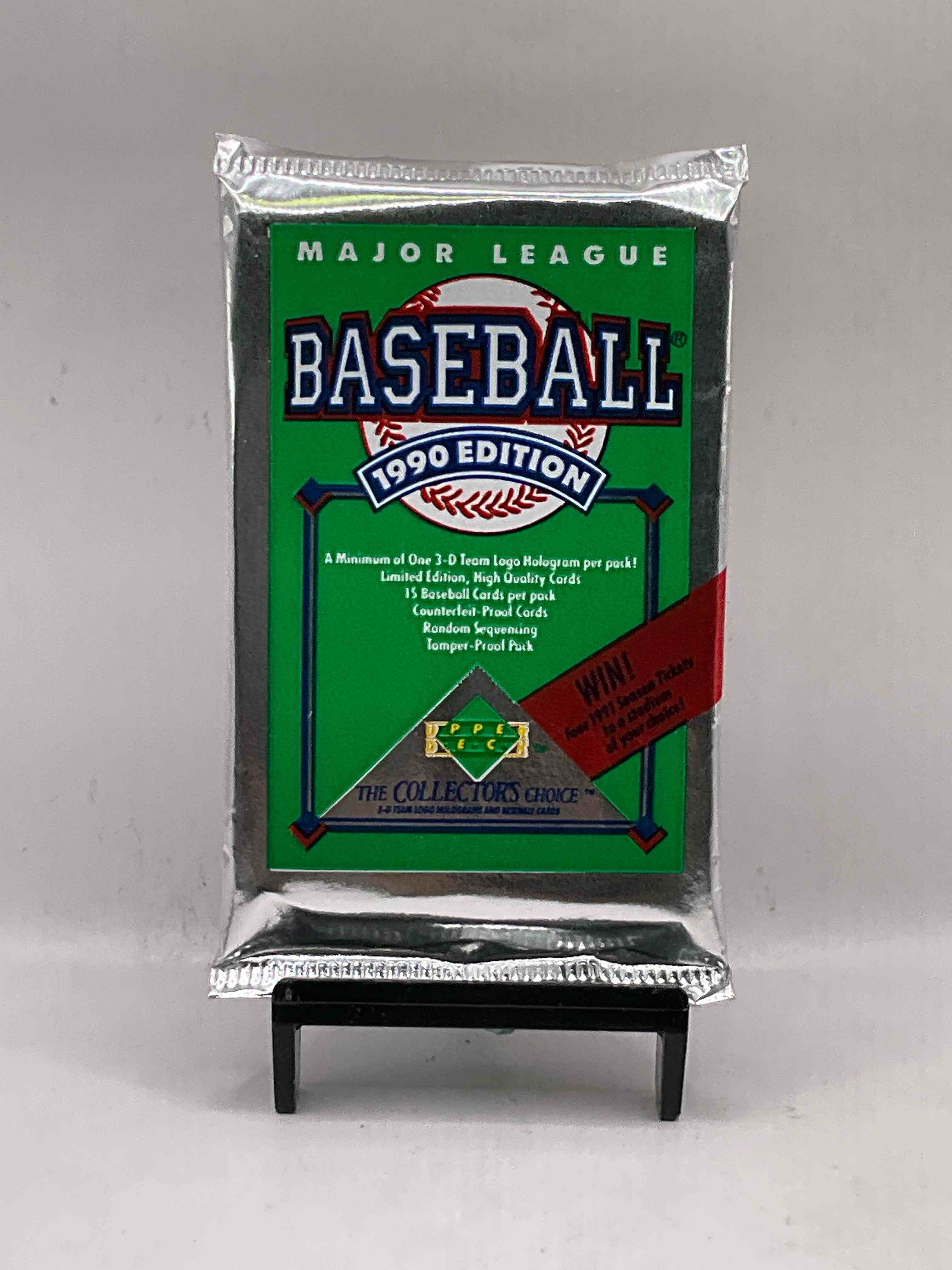 1990 Upper Deck Baseball Unopened Sports Trading Card Packs! Direct From Original Box! Look For Possible Collector’s 3D Team Logo Card! As Well As Early Ken Griffey Jr. Cards!