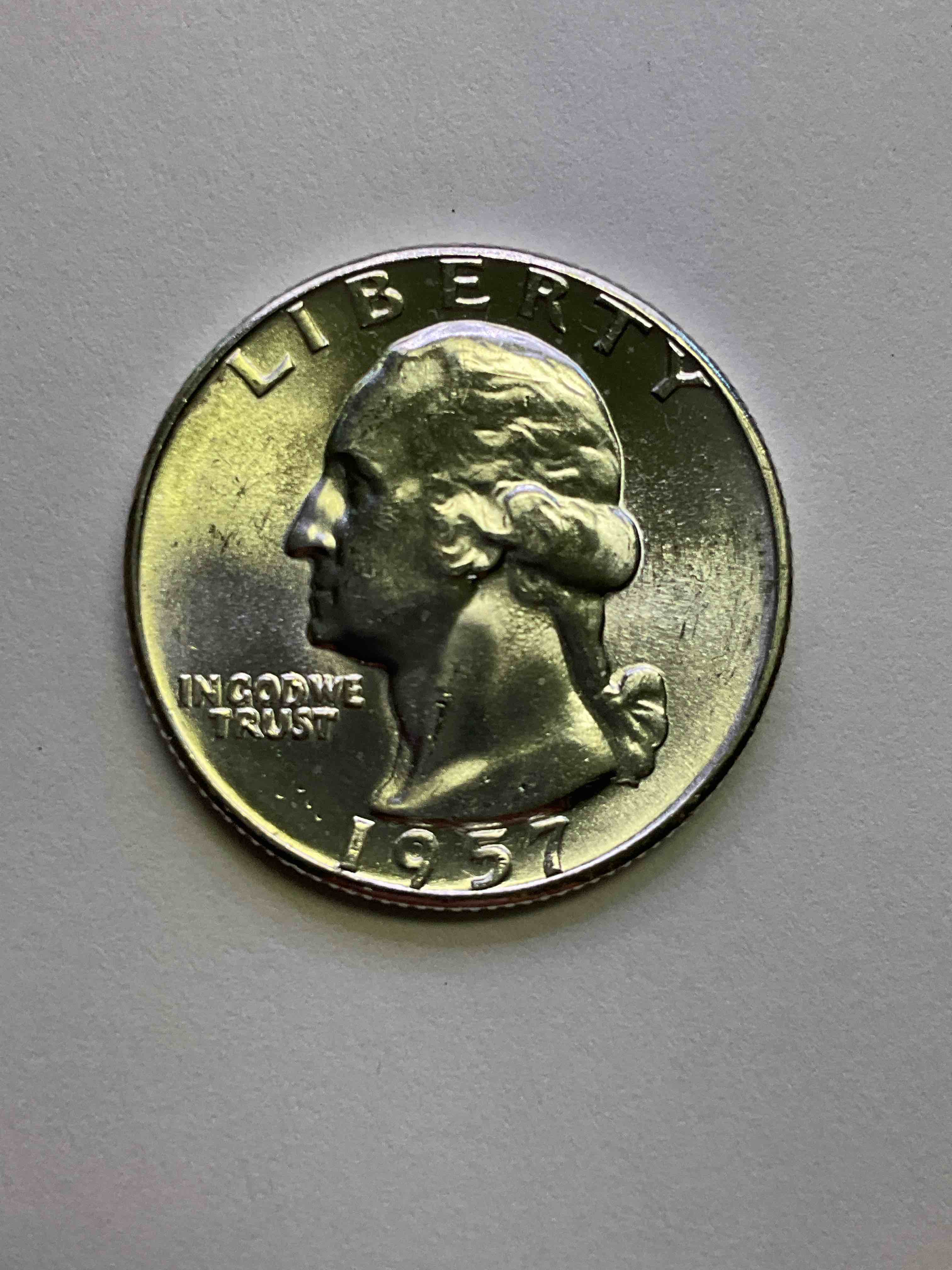 George Washington Brilliant Uncirculated Silver! Pre 1965 U.S. Quarter Dollar Coins Were Actually Silver, Here Are two Great Examples Of Awesome, Pristine George Washington Silver Quarters, Stunning & Uncirculated! Rare 1957 Mint! Great For Investing In Precious Metals! These Coins Were Minted At 90% Silver and 10% Copper, Giving Them A Net Weight Of .18084 Ounces Of Pure Silver Per Coin! Very Hard To Find Uncirculated, Stunning! Invest In Fine U.S. Silver!