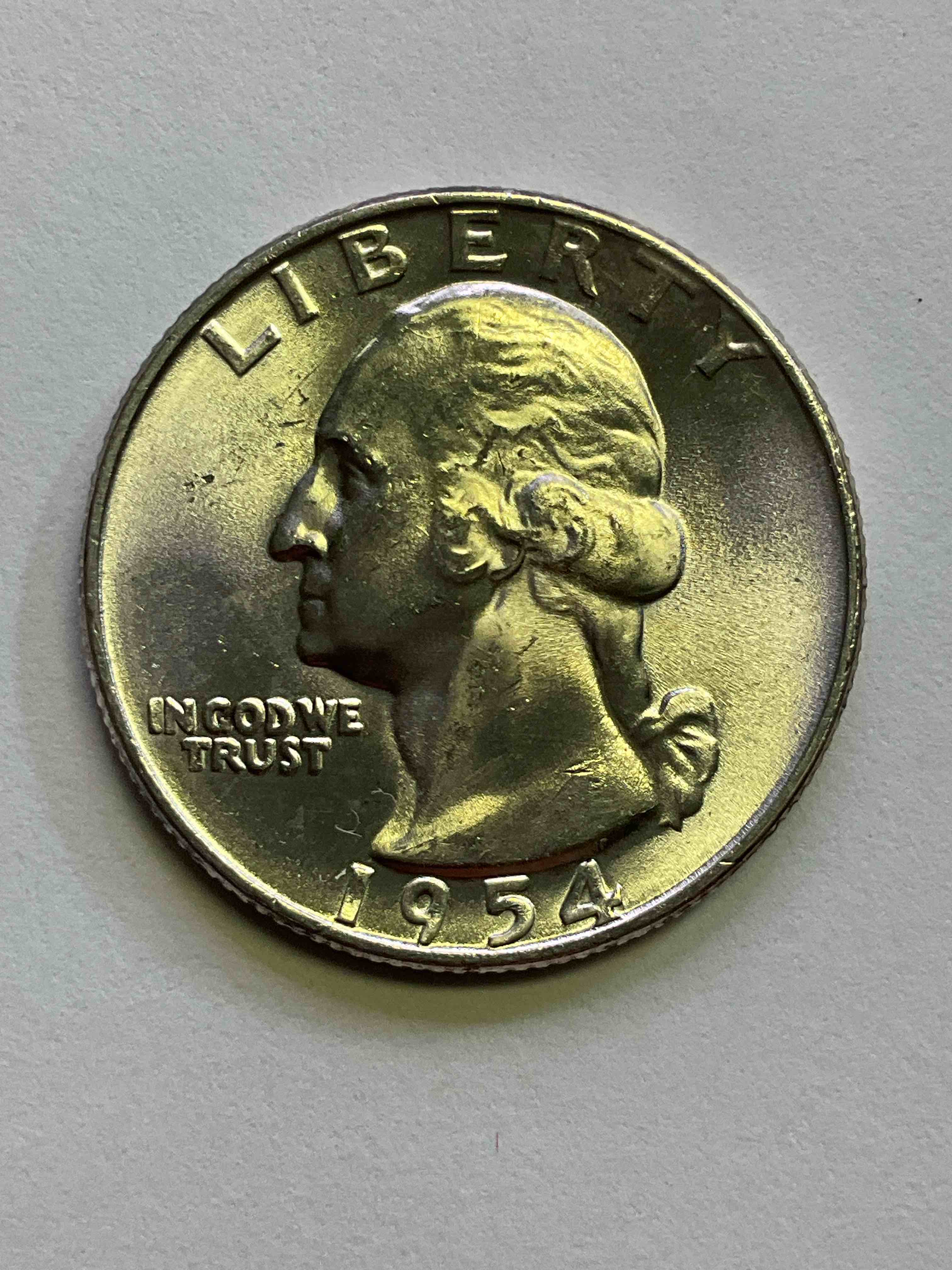 George Washington Brilliant Uncirculated Silver! Pre 1965 U.S. Quarter Dollar Coins Were Actually Silver, Here Are two Great Examples Of Awesome, Pristine George Washington Silver Quarters, Stunning & Uncirculated! Rare 1954 Mint! Great For Investing In Precious Metals! These Coins Were Minted At 90% Silver and 10% Copper, Giving Them A Net Weight Of .18084 Ounces Of Pure Silver Per Coin! Very Hard To Find Uncirculated, Stunning! Invest In Fine U.S. Silver!