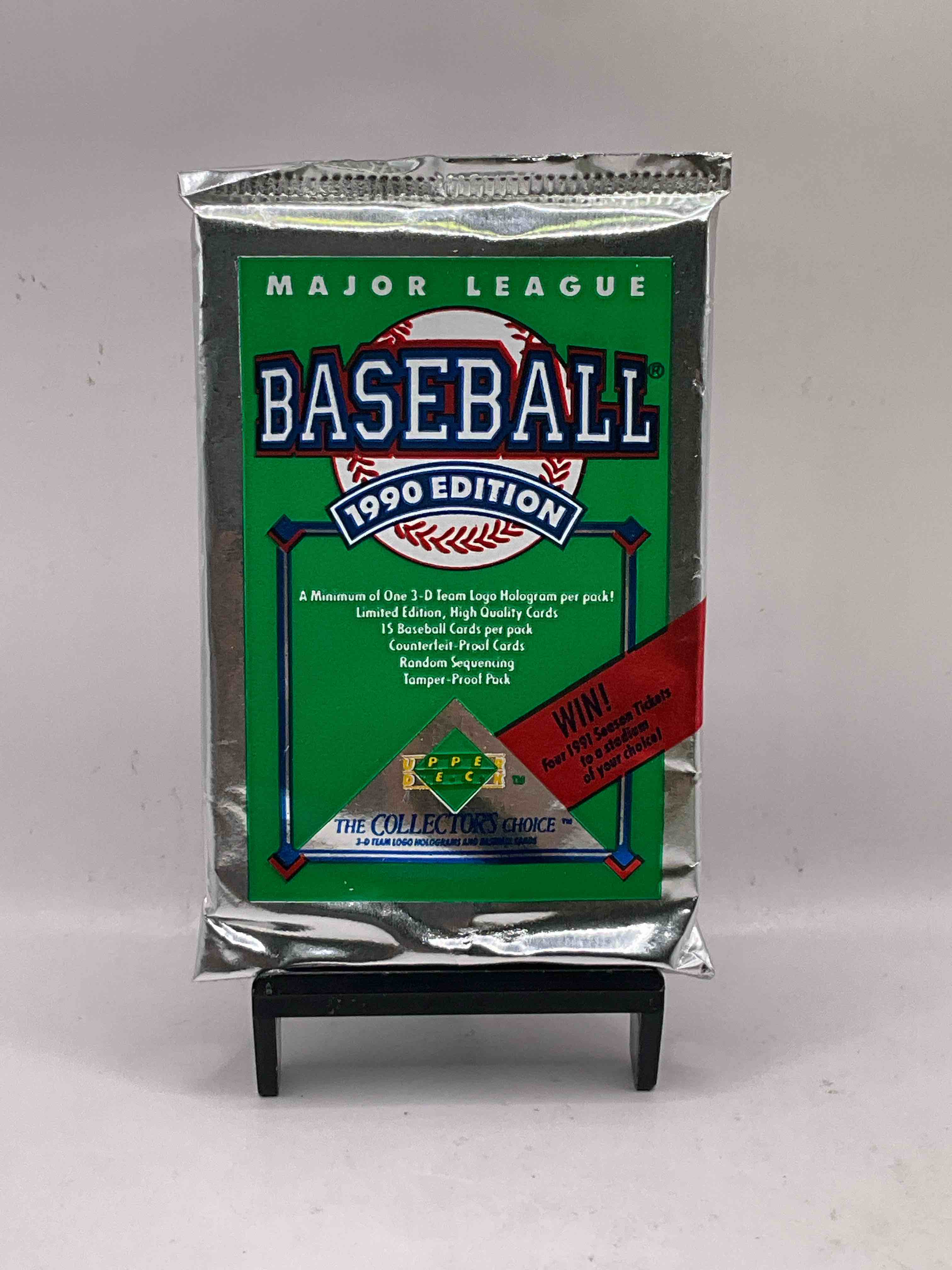 1990 Upper Deck Baseball Unopened Sports Trading Card Packs! Direct From Original Box! Look For Possible Collector’s 3D Team Logo Card! As Well As Early Ken Griffey Jr. Cards!