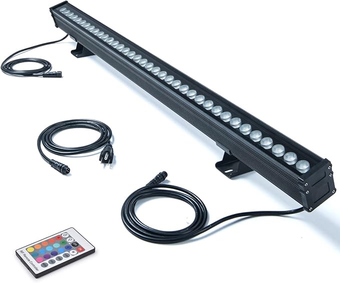 RSN LED Wall Washer Light, 144W RGBW Linkable Linear Wall Washer Light with Remote Controller, 14400 LM Color Changing LED Light Bar for Outdoor Indoor Lighting Projects