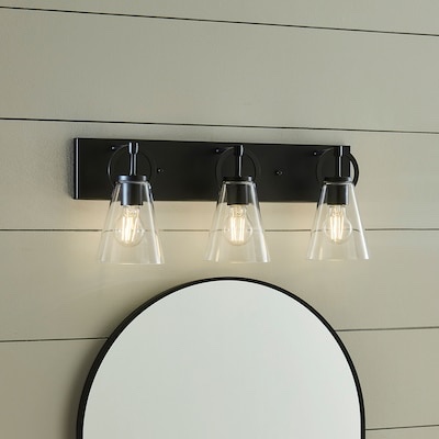 allen + roth Harnell 23-in 3 -Light Matte Black Transitional Vanity light