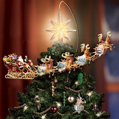 the thomas kinkade revolving christmas tree topper