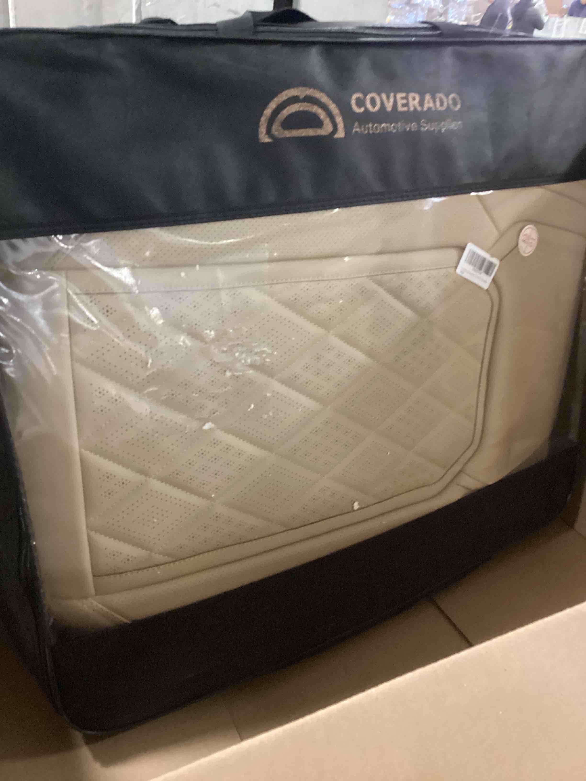 Coverado Car Seat Covers Full Set, 5 Seat Universal Seat Covers for Cars, Luxury Faux Leather Waterproof Seat Covers, Front and Back Car Seat Protector, Auto Seat Covers Fit for Most Vehicles, Beige